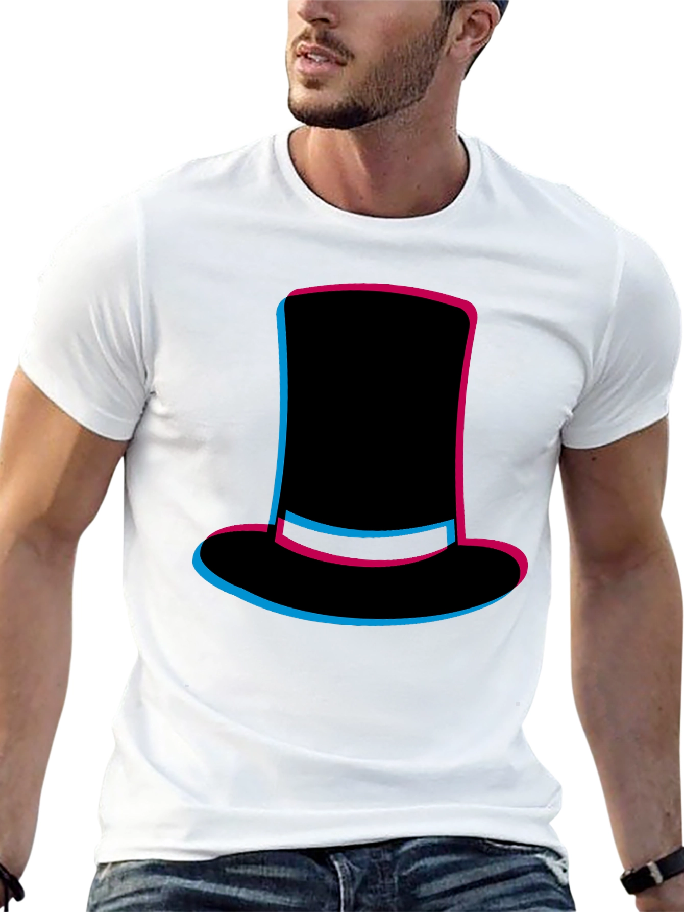 Black Top Hat Graphic Tee - Stylish Men's Black T-Shirt view 13