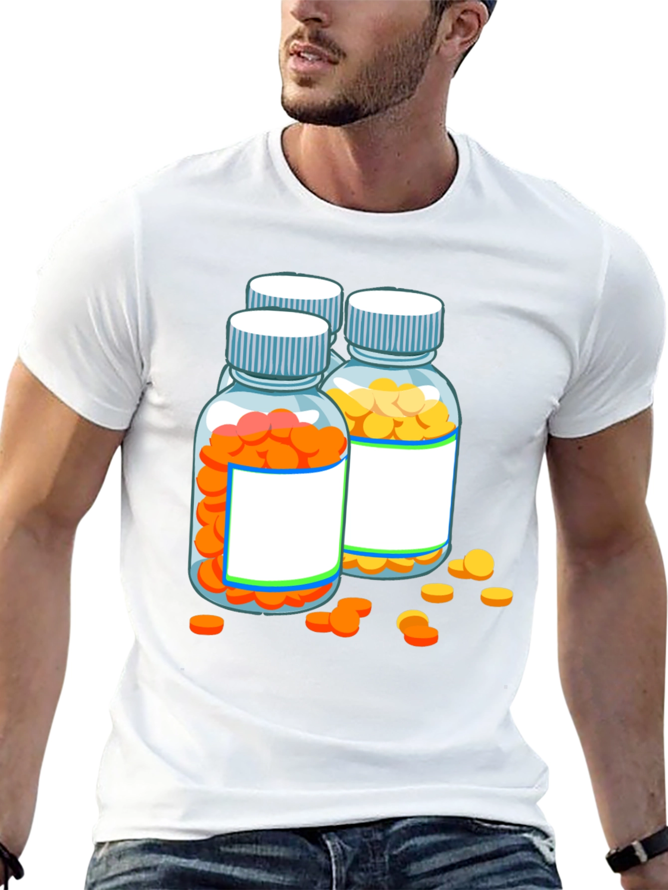 Black Pill Bottle Graphic Tee - Novelty T-Shirt view 13