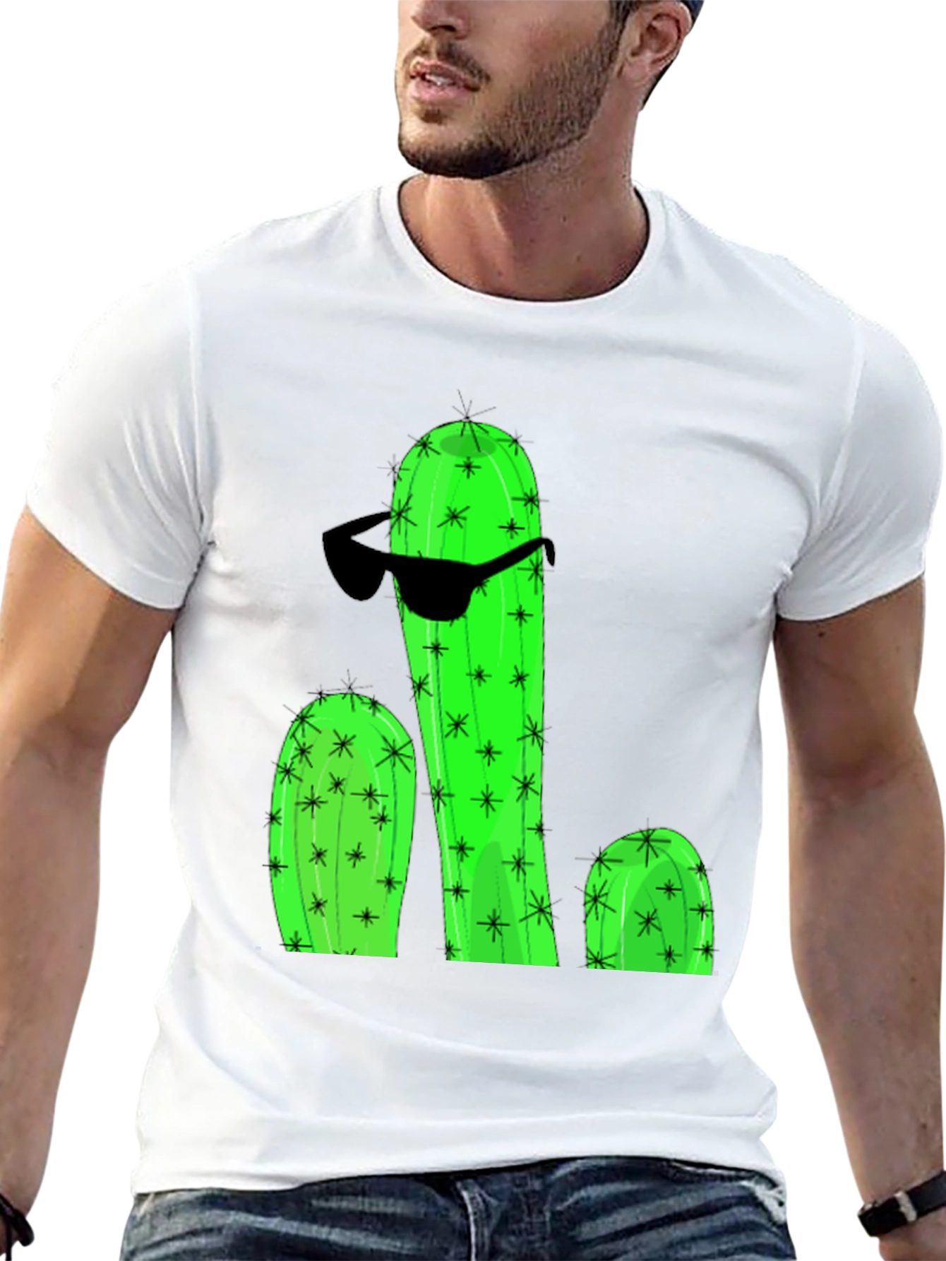 Black Cool Cactus Graphic T-Shirt view 13