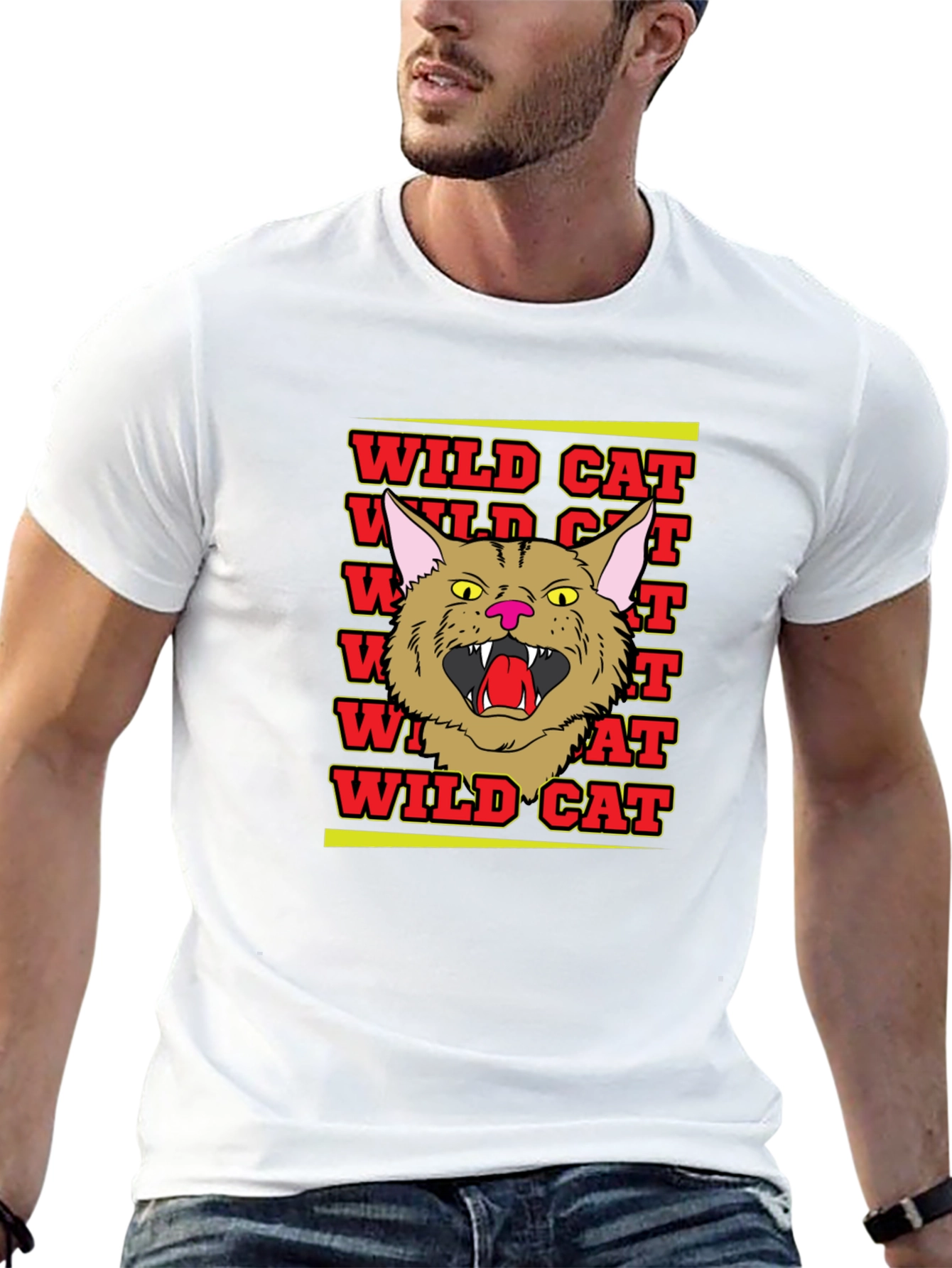 Black Wildcat Graphic Tee - Angry Cat Design view 13