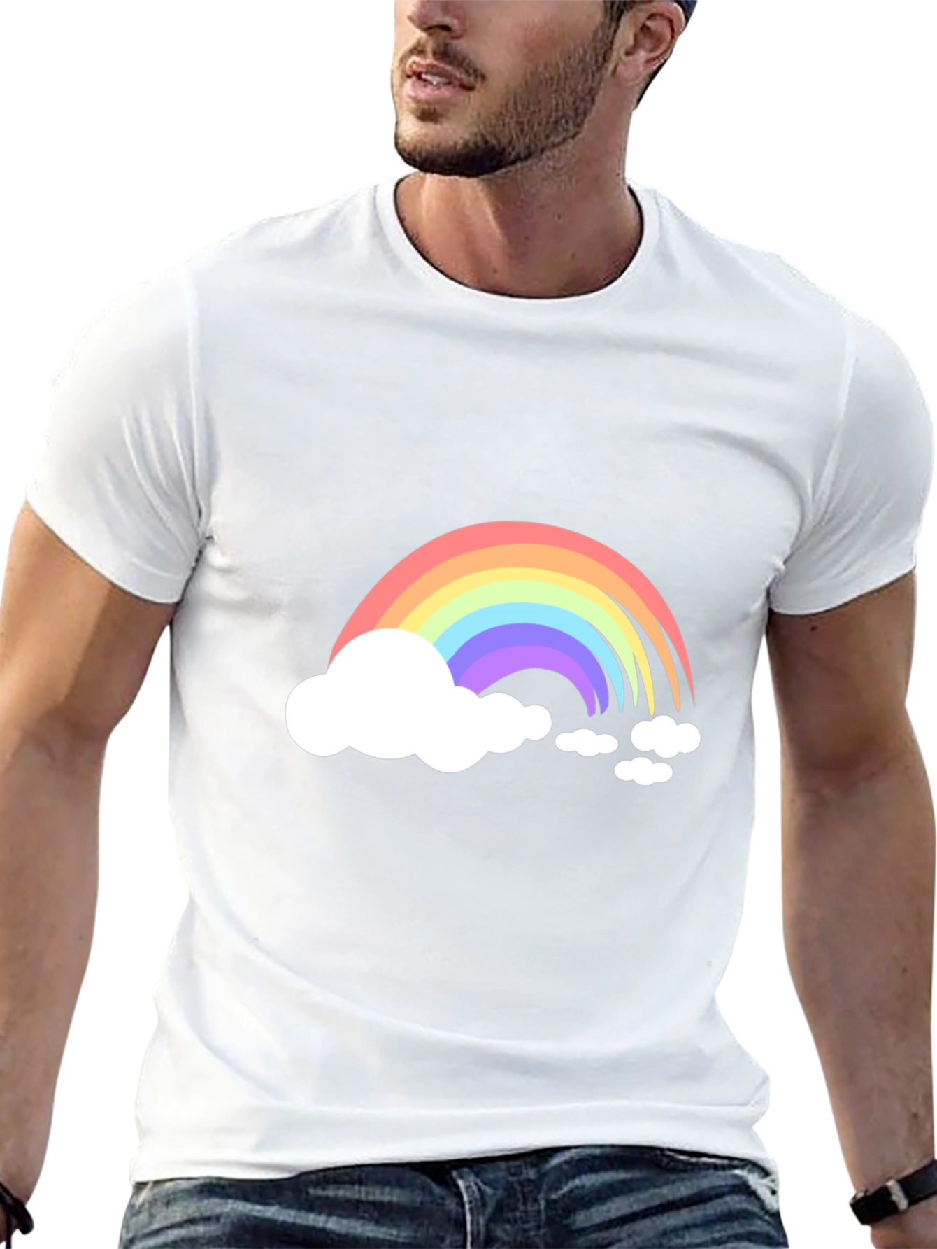 Black Rainbow Cloud Graphic Tee - Black Cotton Blend view 13