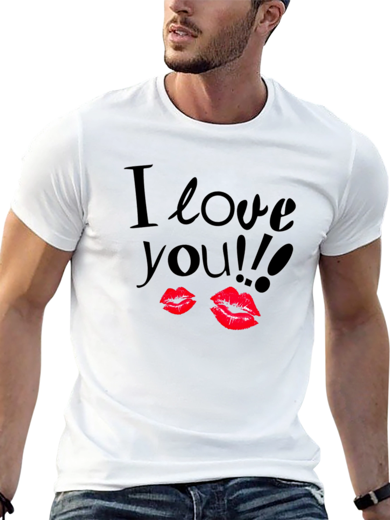 I Love You Lips Graphic Black T-Shirt - 13