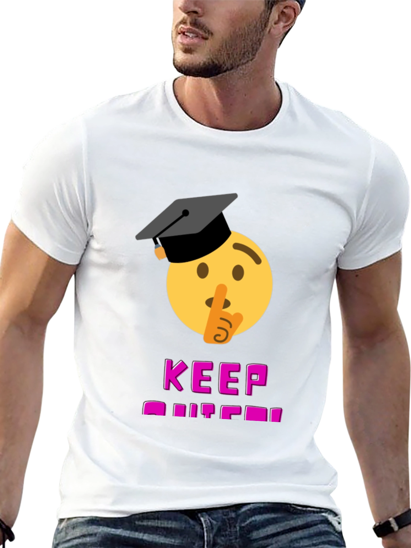 Black Keep Quiet Graduate Emoji T-Shirt - Black view 13