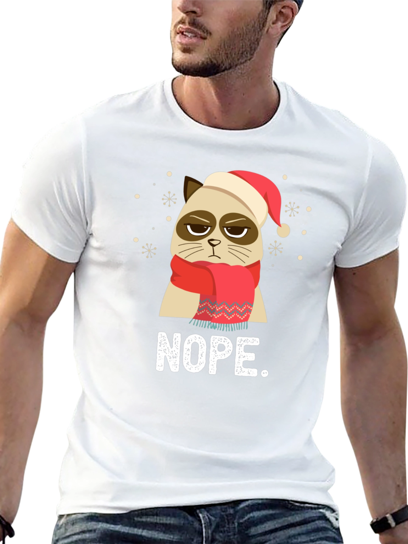 Black Grumpy Cat NOPE Christmas T-Shirt view 13