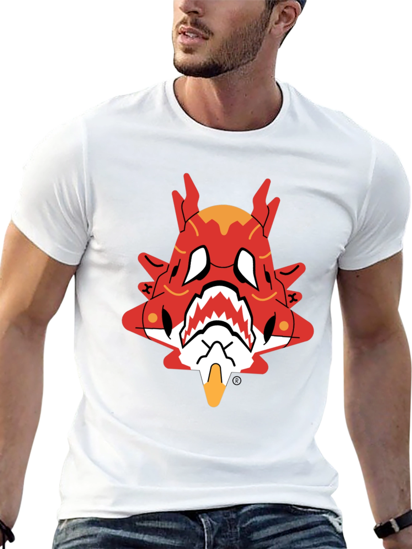 Black Bold Graphic Tee: Red Monster Print Black T-Shirt view 13