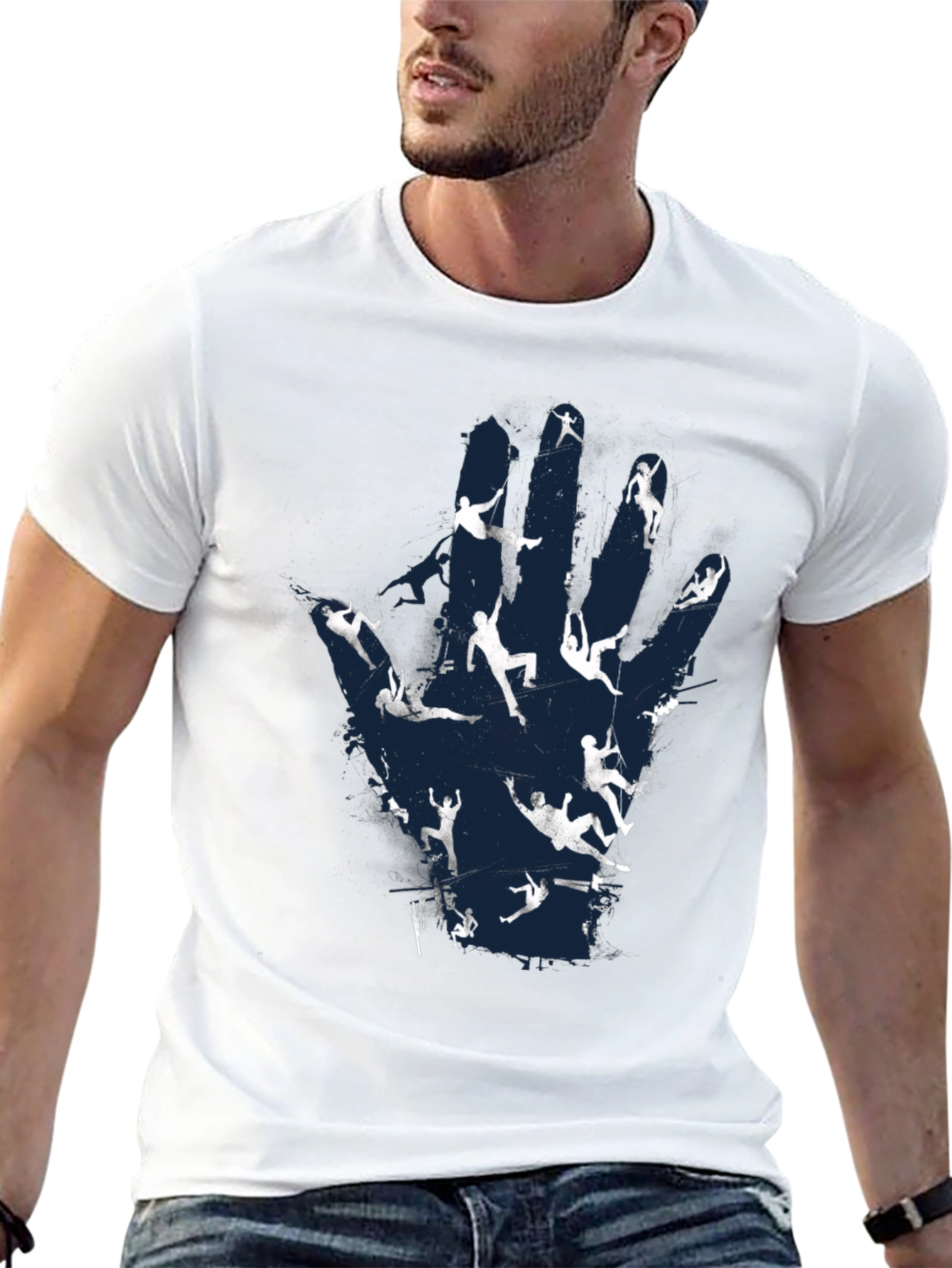 Black Climber's Hand T-Shirt - Rock Climbing Tee view 13