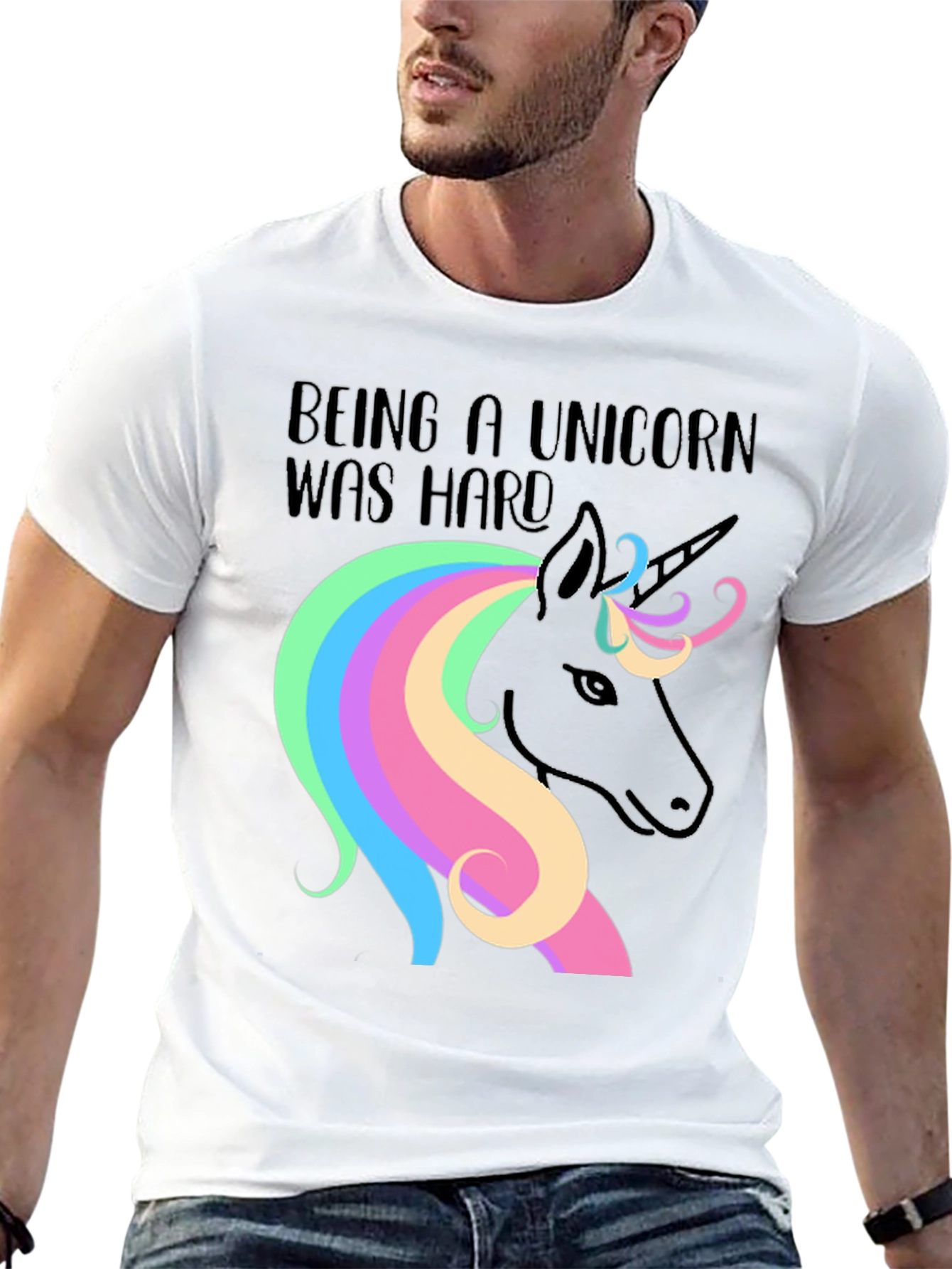 Black Being a Unicorn Was Hard Black Graphic T-Shirt view 13