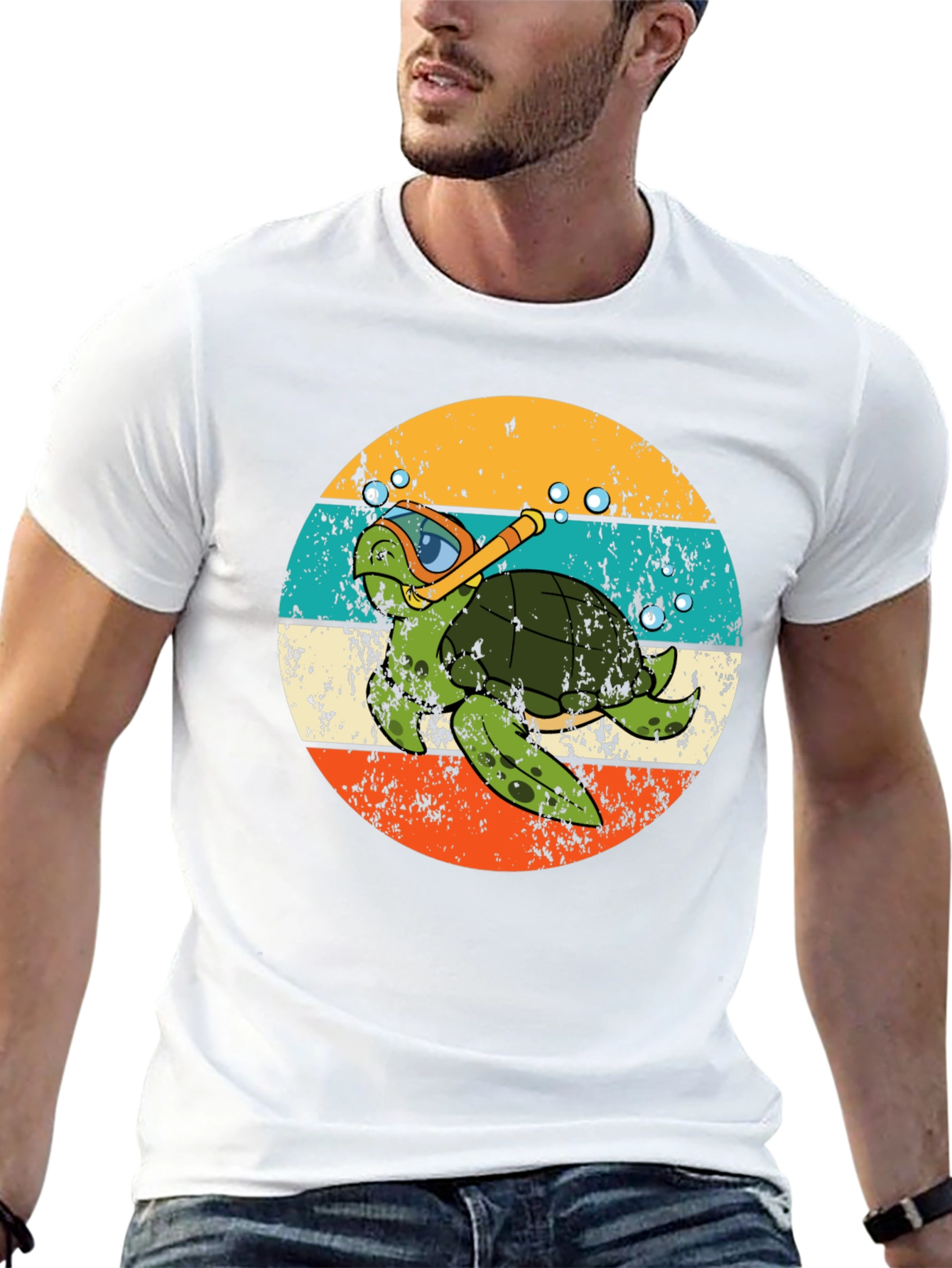 Diving Turtle Graphic Tee - Vintage Style - 13