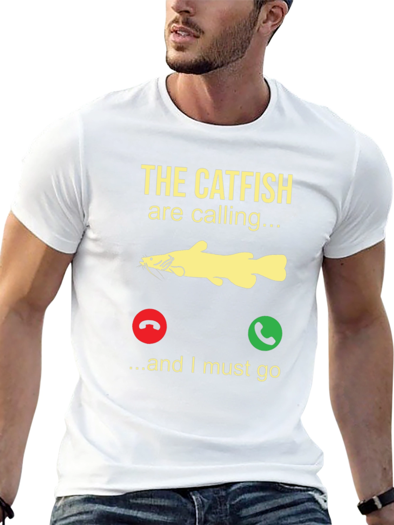 Black Catfish Calling T-Shirt - Fishing Humor Tee view 13