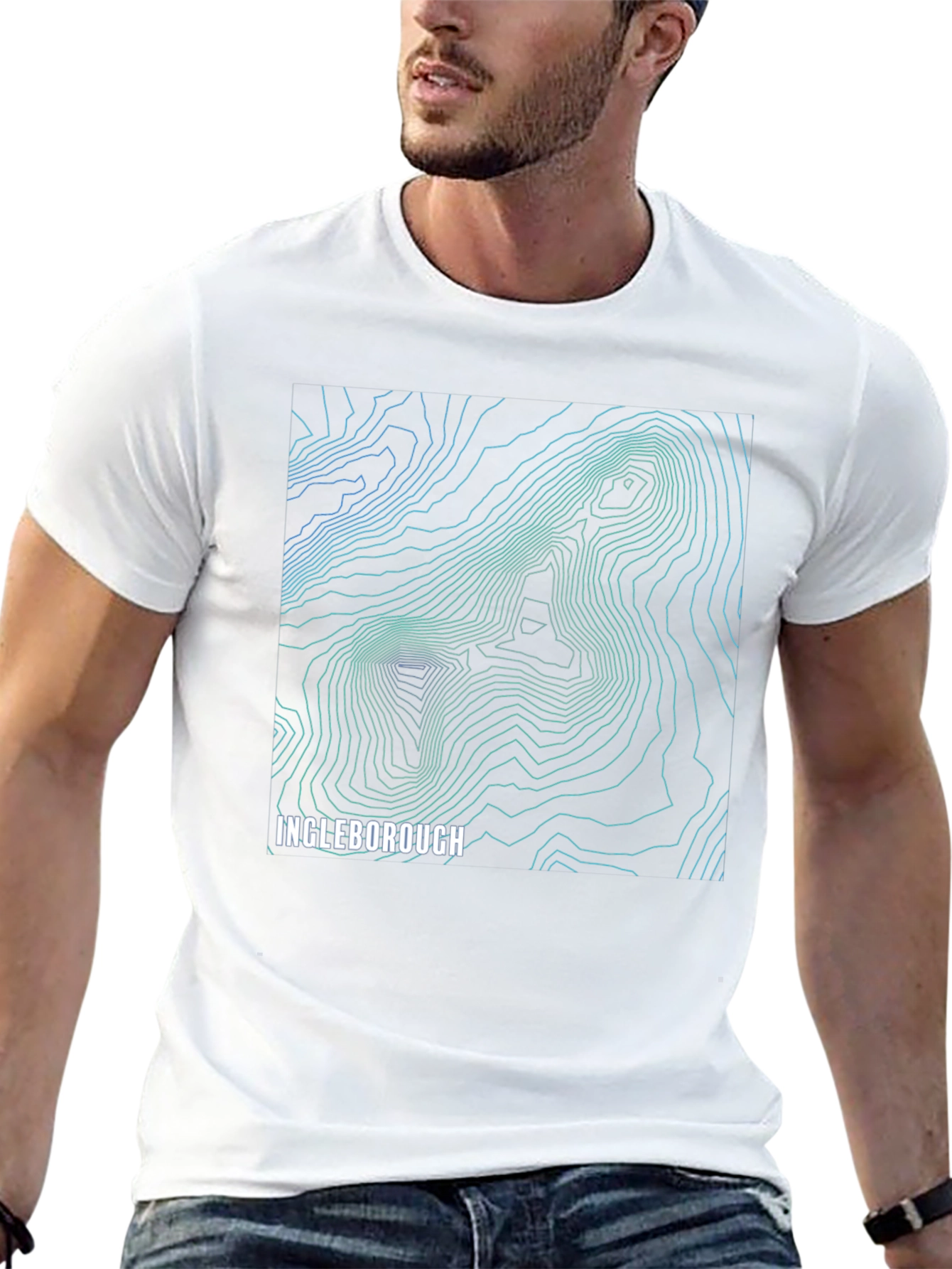 Black Ingleborough Topographic Map T-Shirt view 13