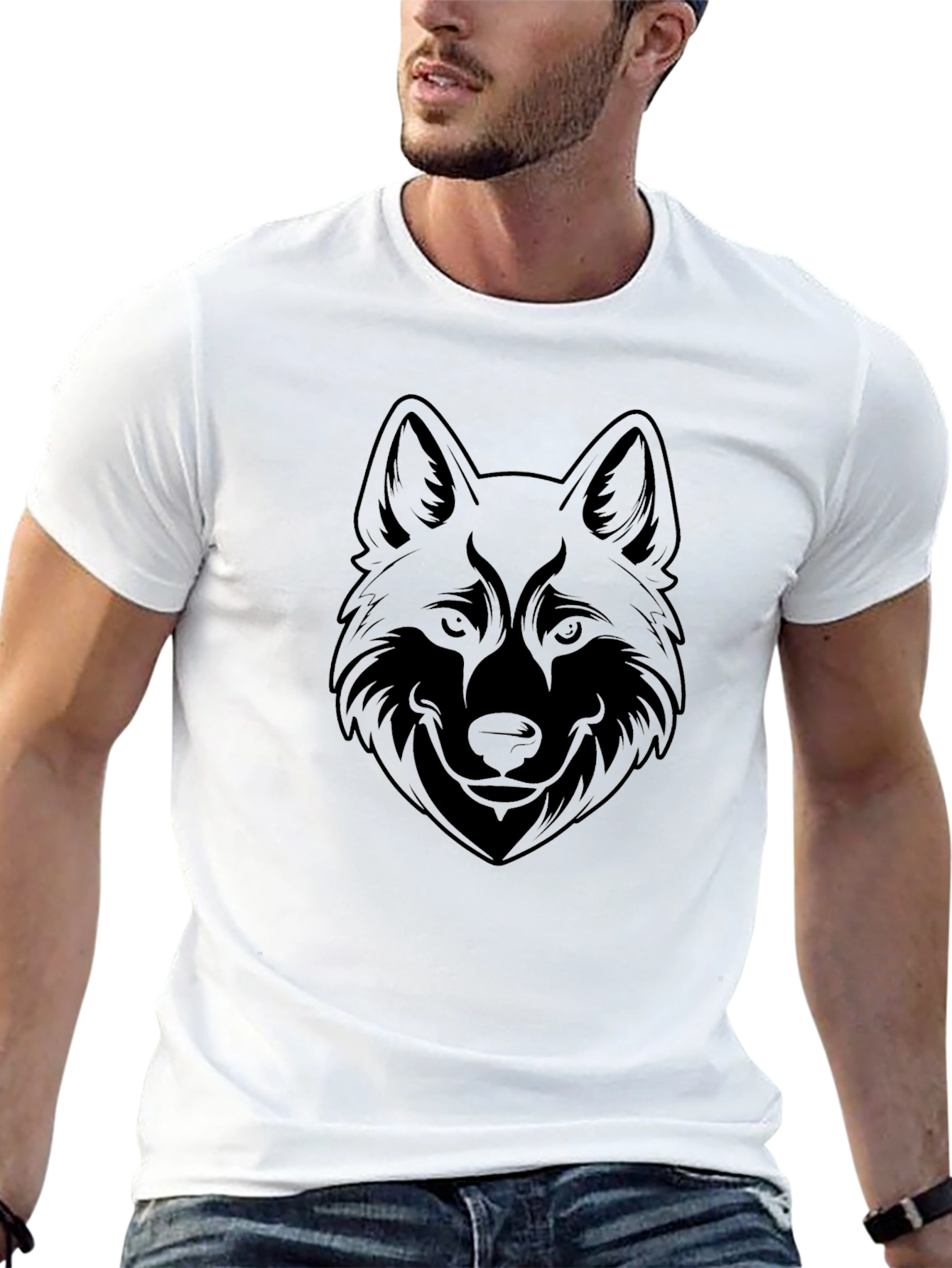Black Black Wolf Graphic Tee - Men's Casual Style view 13