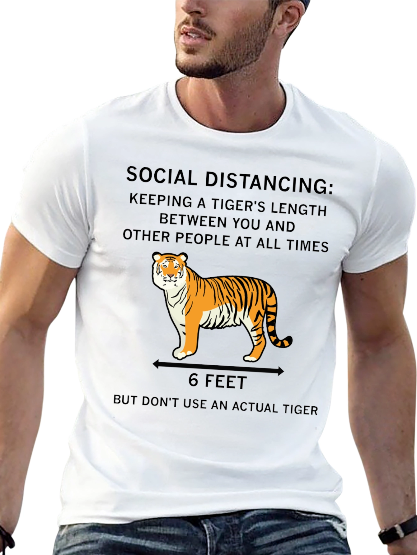 Black Social Distancing Tiger T-Shirt view 13