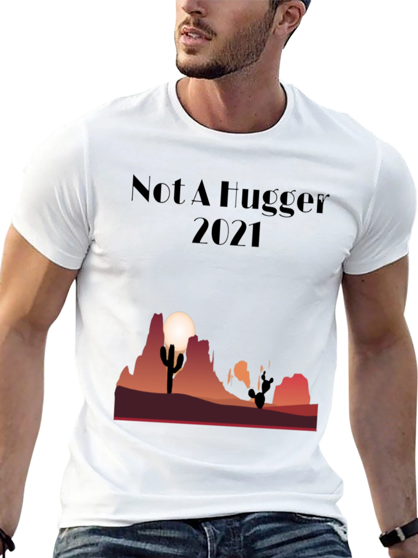 Black Not A Hugger Cactus Desert Graphic Tee view 13
