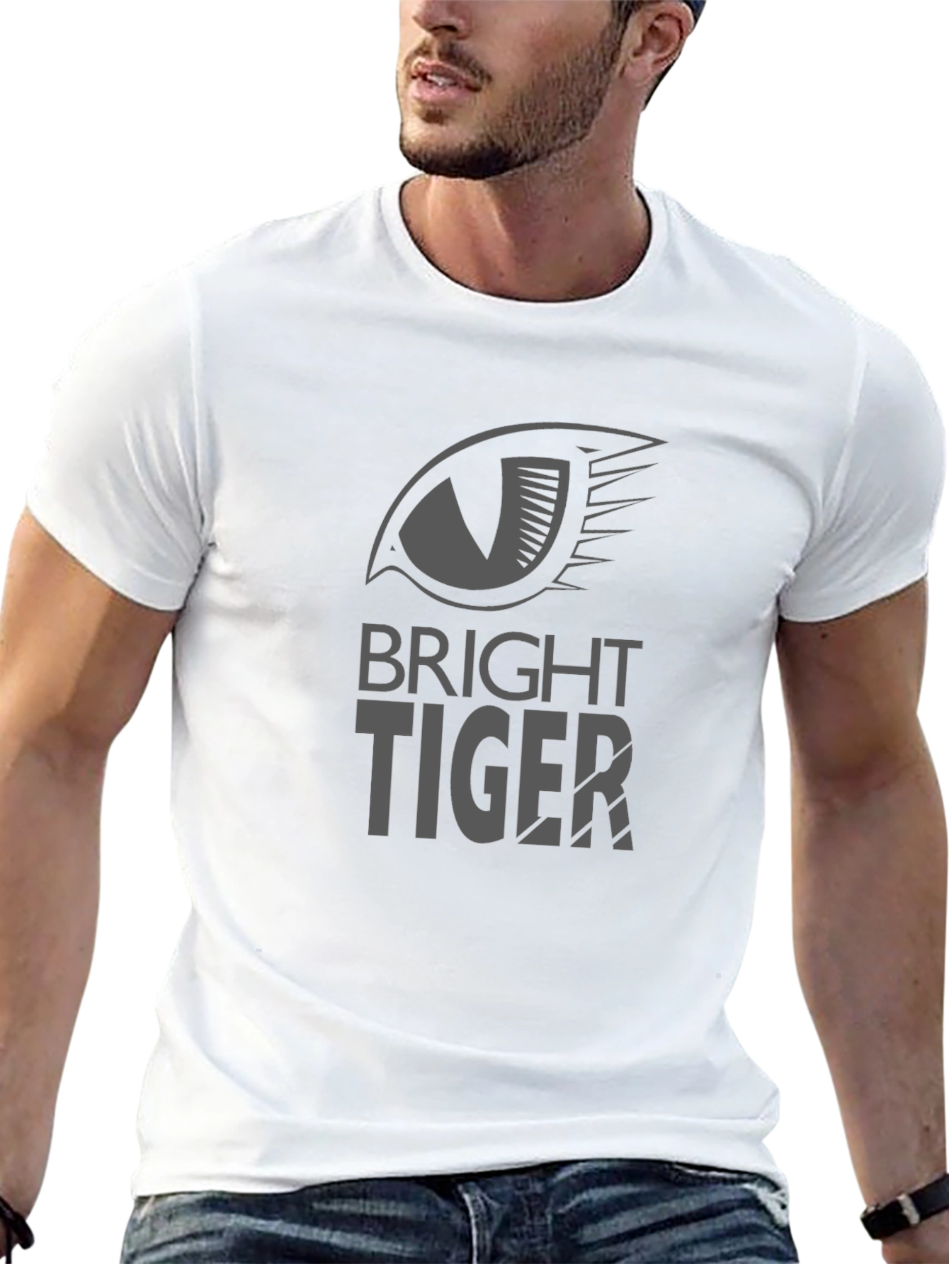 Black Bright Tiger Graphic Tee - Modern Black T-Shirt view 13