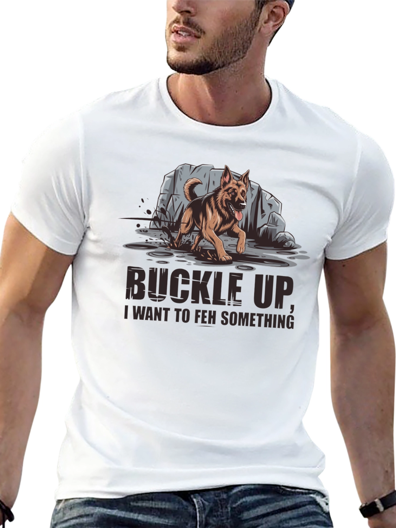 Black Buckle Up German Shepherd Graphic Tee view 13
