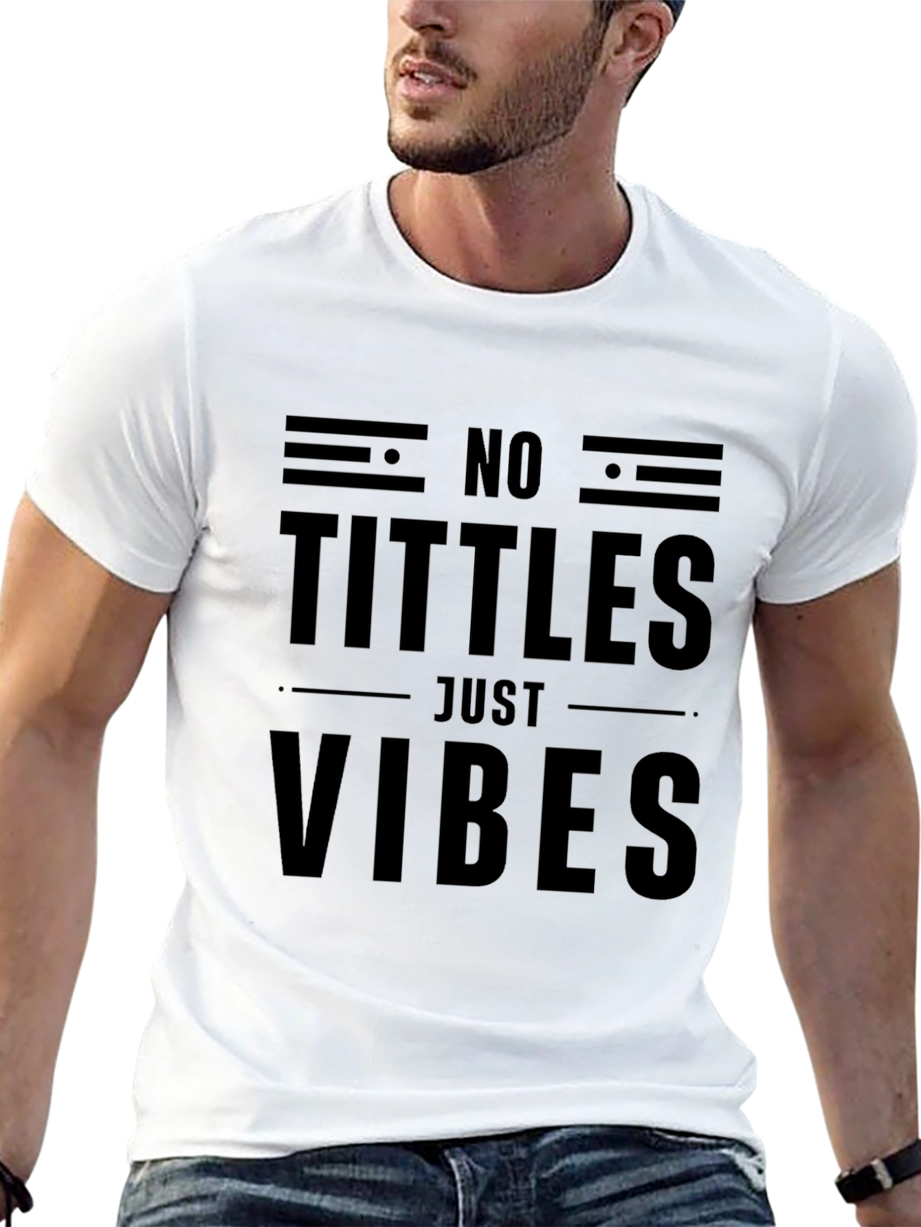 Black No Tittles Just Vibes Black Graphic Tee view 13