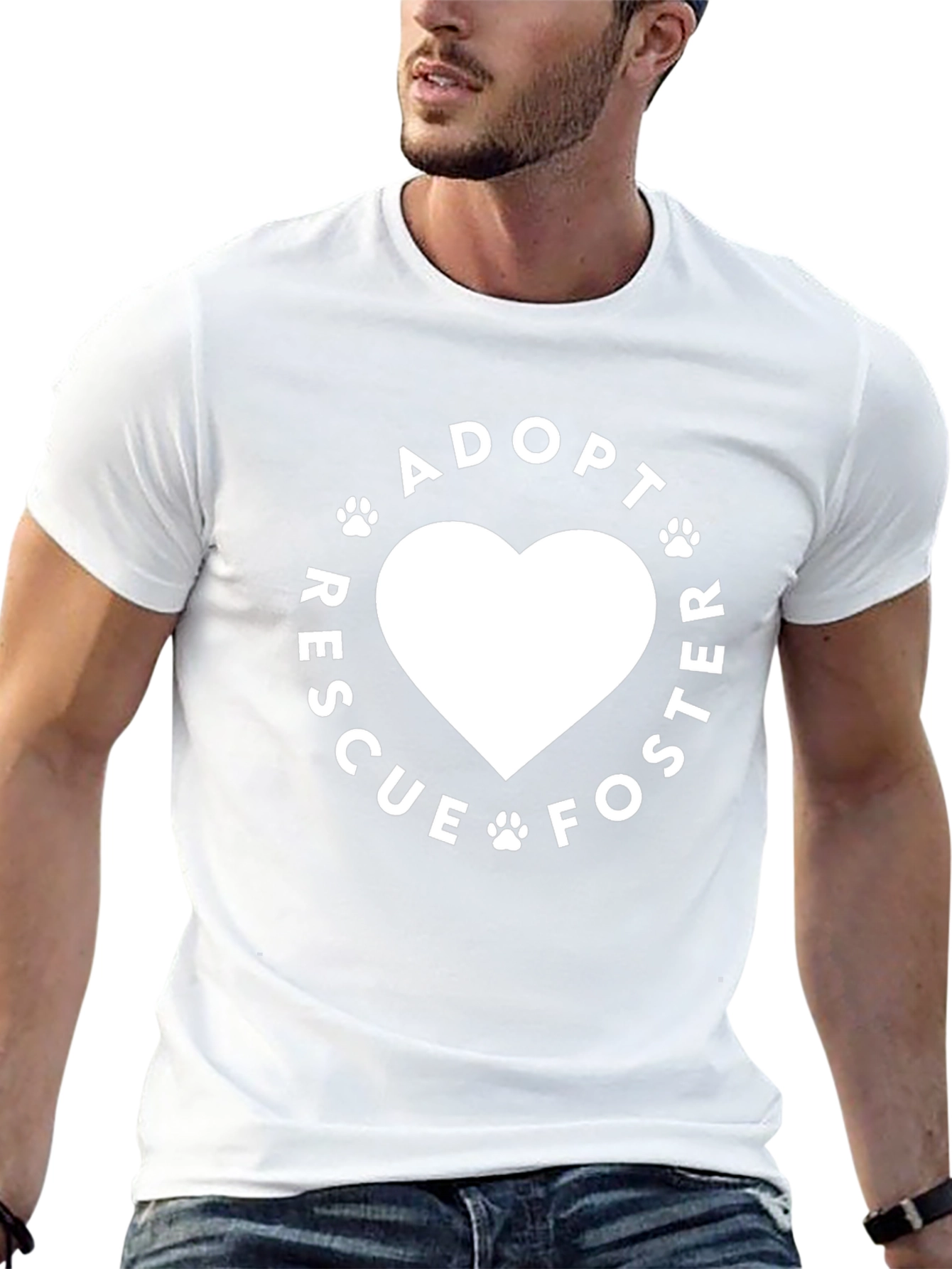 Black Adopt Rescue Foster Heart Tee - Black view 13