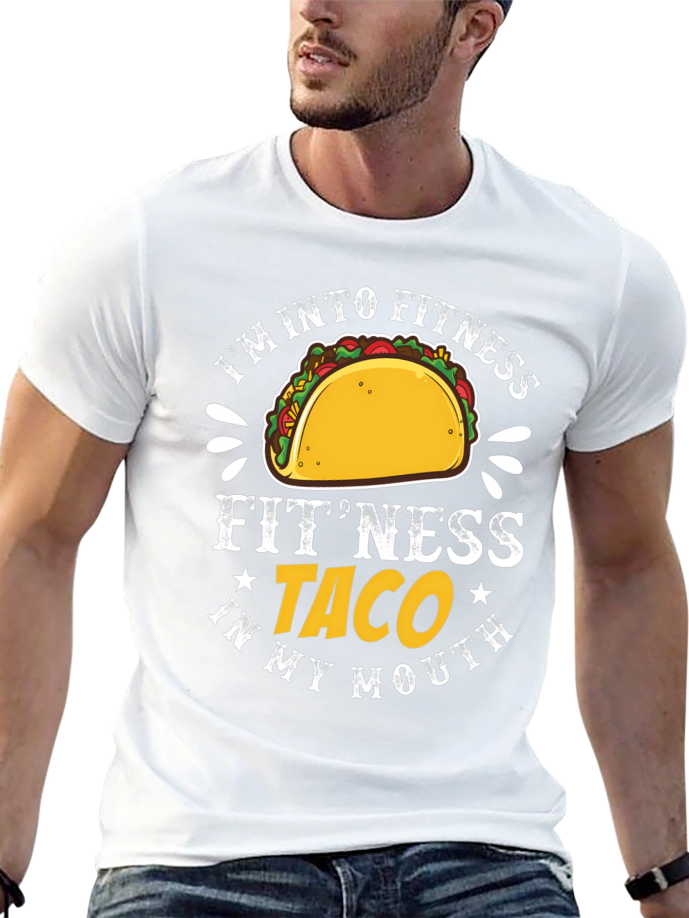 Black Fitness Taco Graphic T-Shirt - Humorous Tee view 13