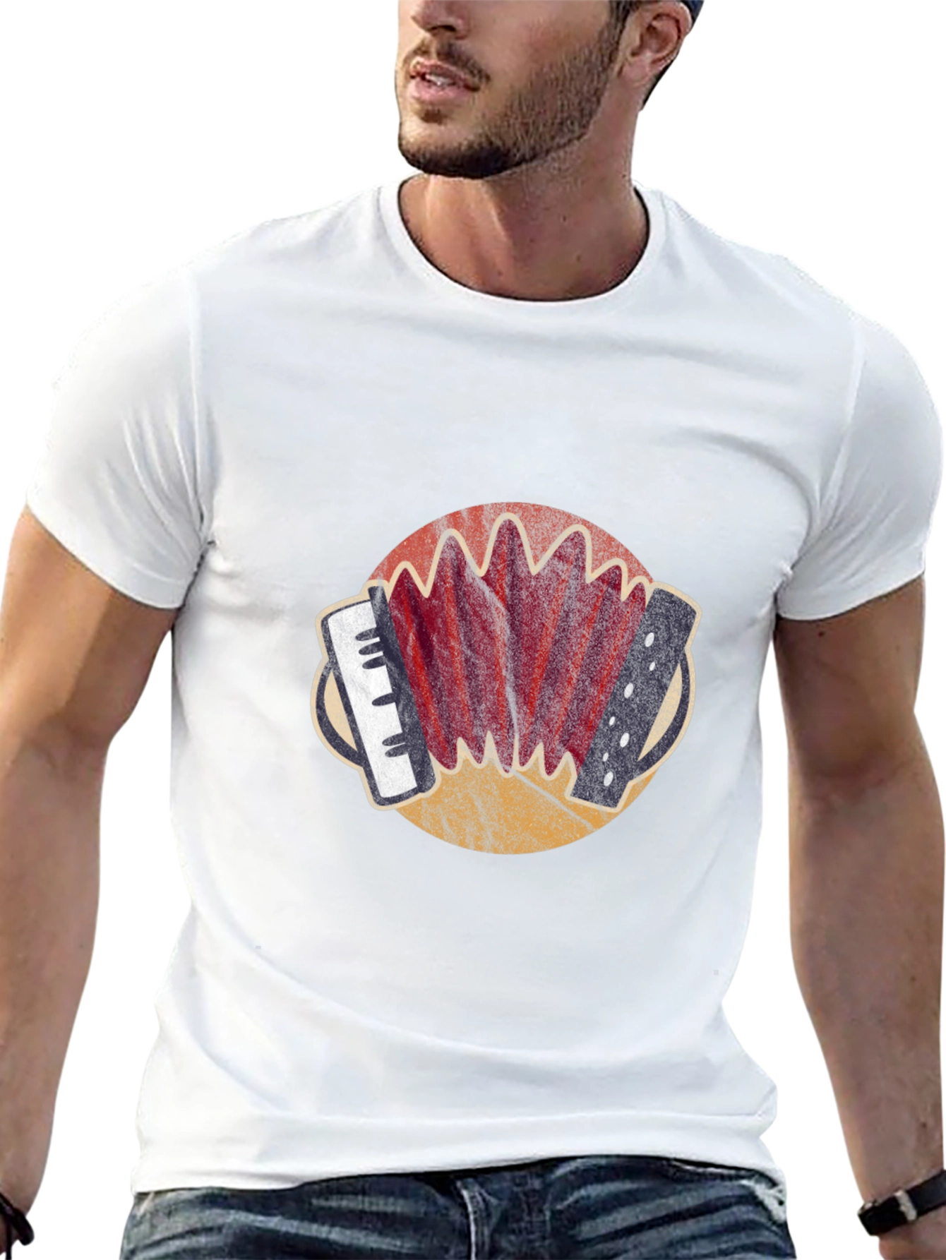 Black Retro Accordion Graphic T-Shirt view 13