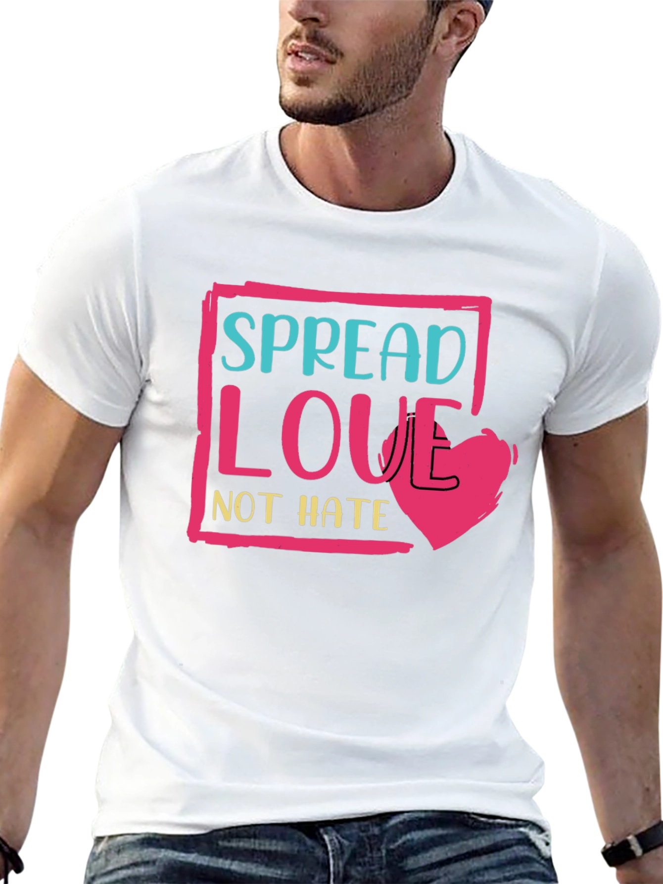 Black Spread Love Not Hate T-Shirt - Positive Message Tee view 13