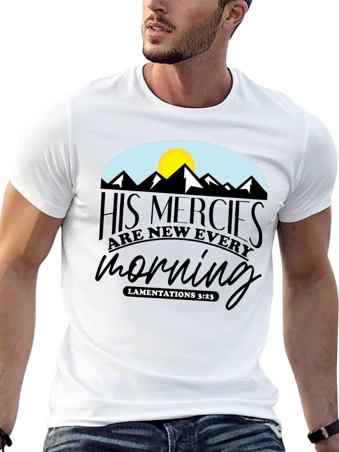 Black Faith-Based Graphic Tee - His Mercies Are New Every Morning view 13