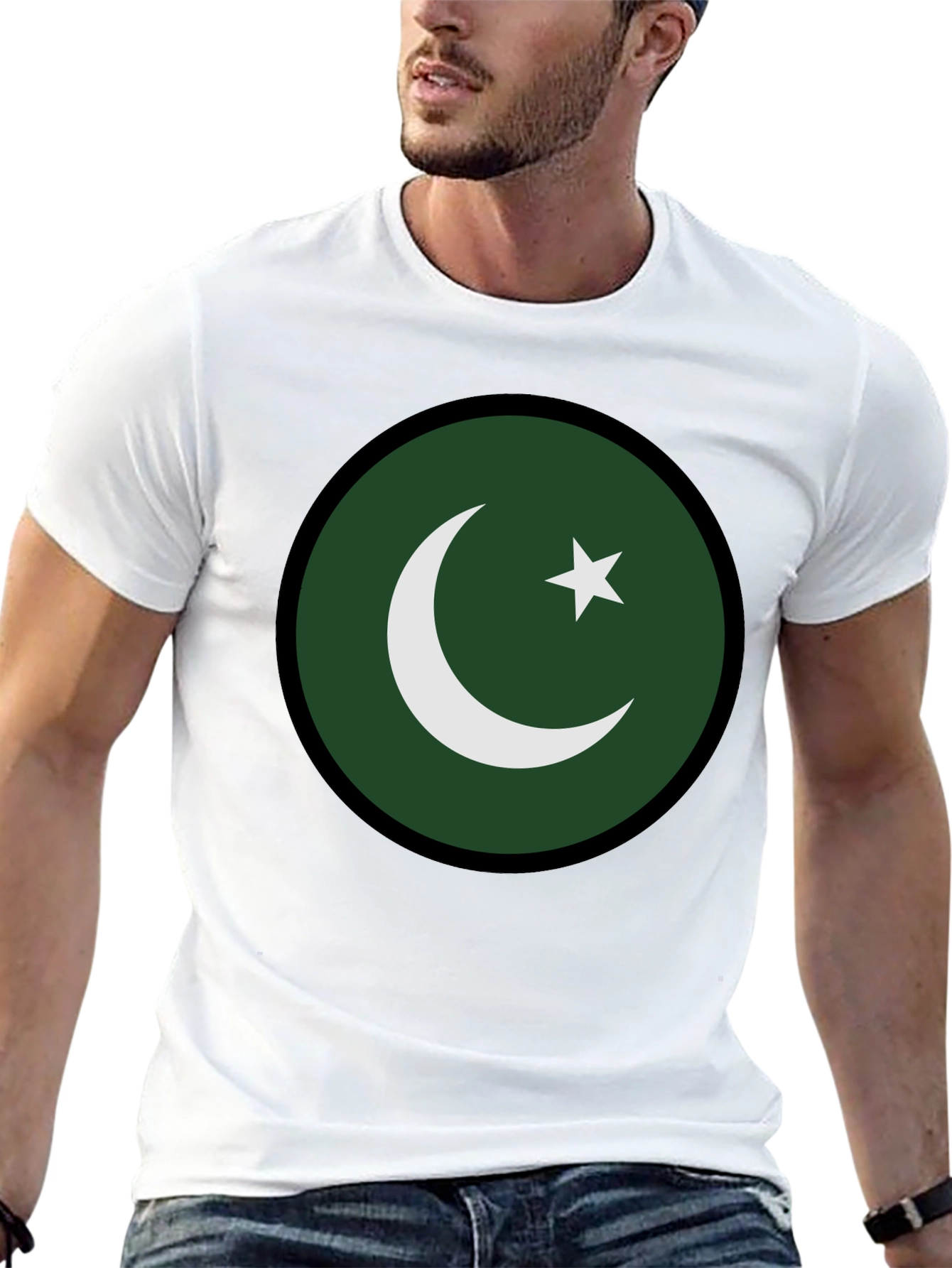 Black Pakistan Flag Graphic Tee - Men's Black T-Shirt view 13