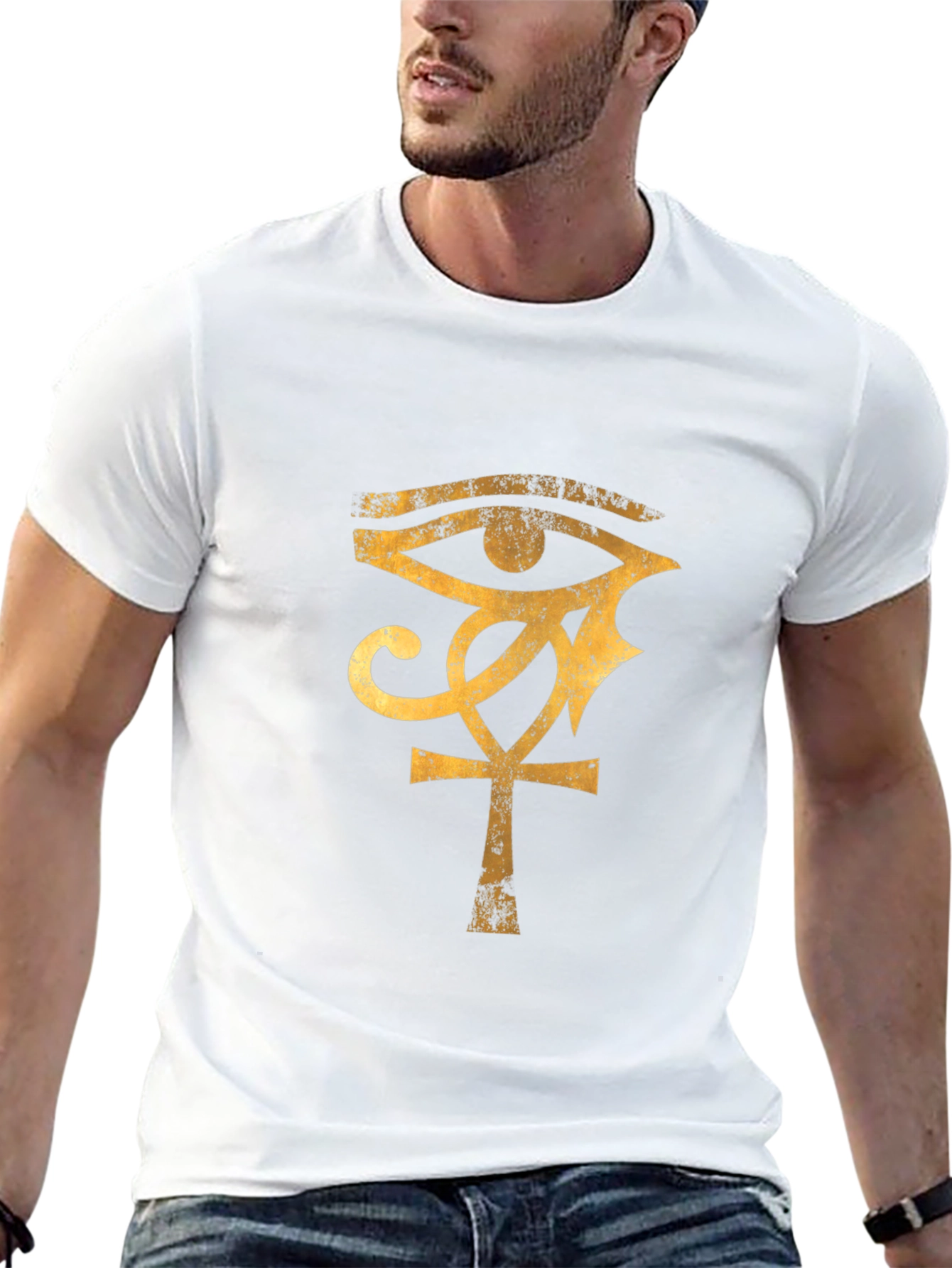 Black Eye of Ra Ankh Graphic T-Shirt - Black view 13