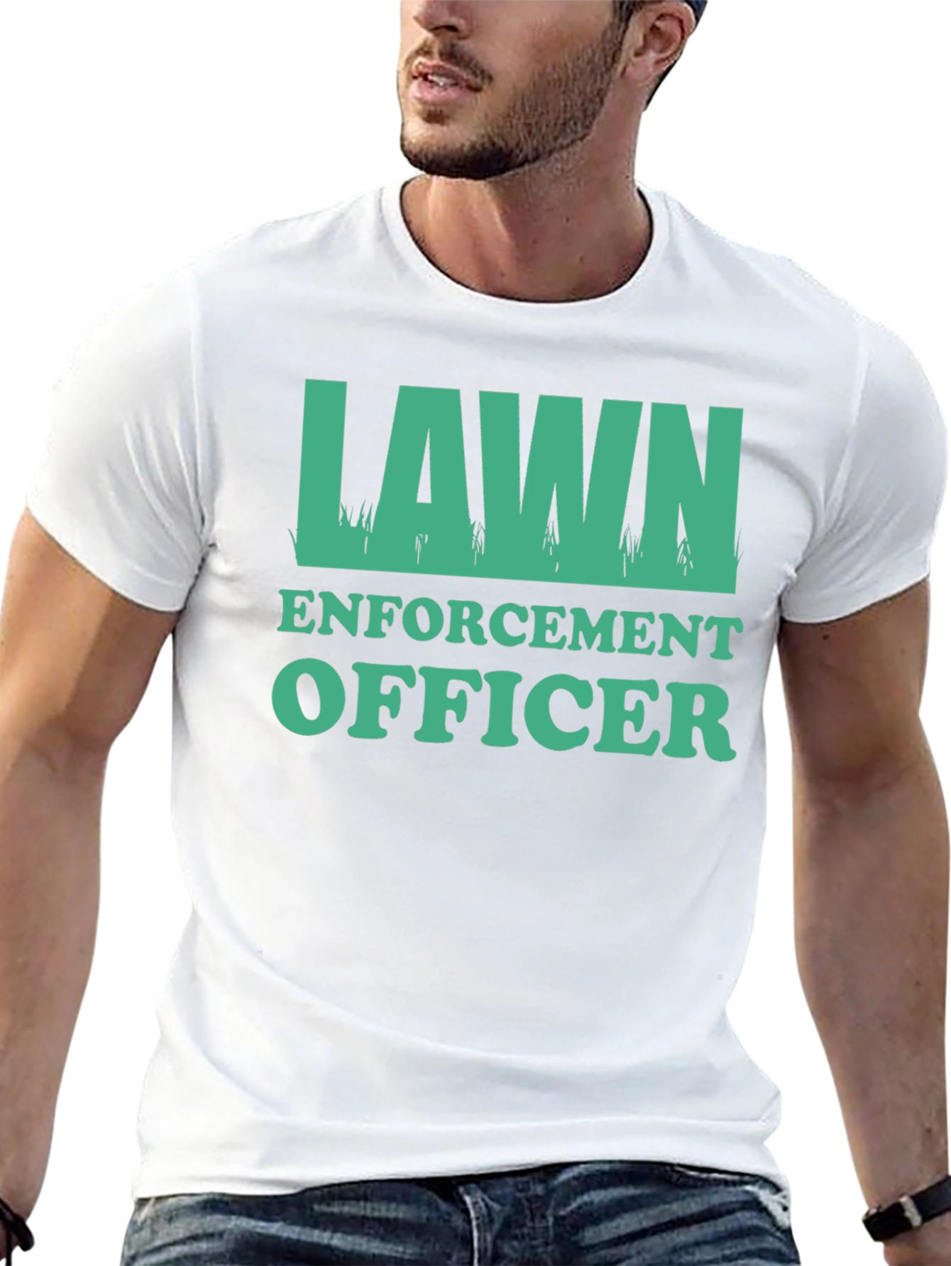 Black Lawn Enforcement Officer Graphic Tee - Black Cotton T-Shirt view 13