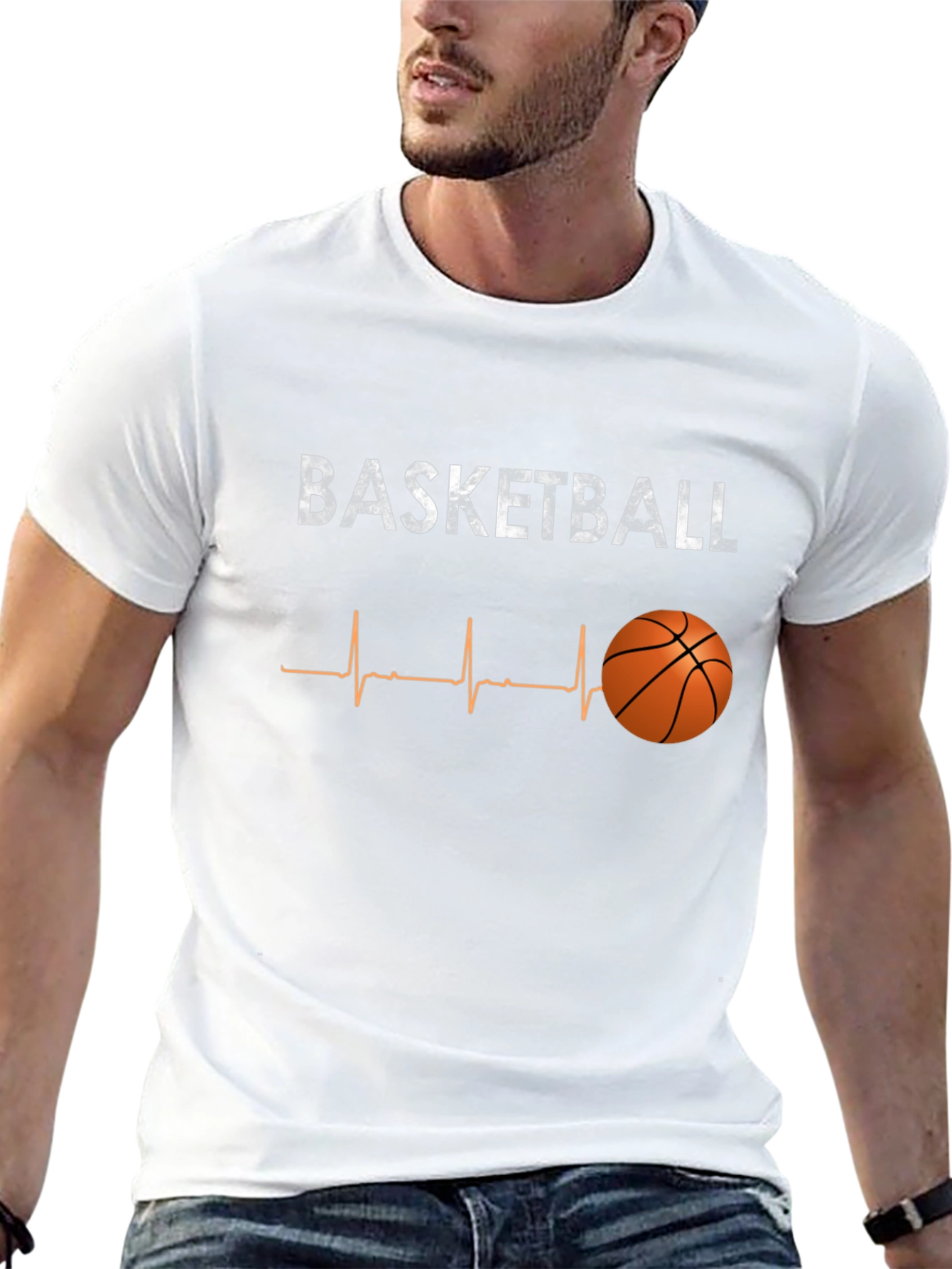 Black Basketball Heartbeat T-Shirt - Black Graphic Tee view 13