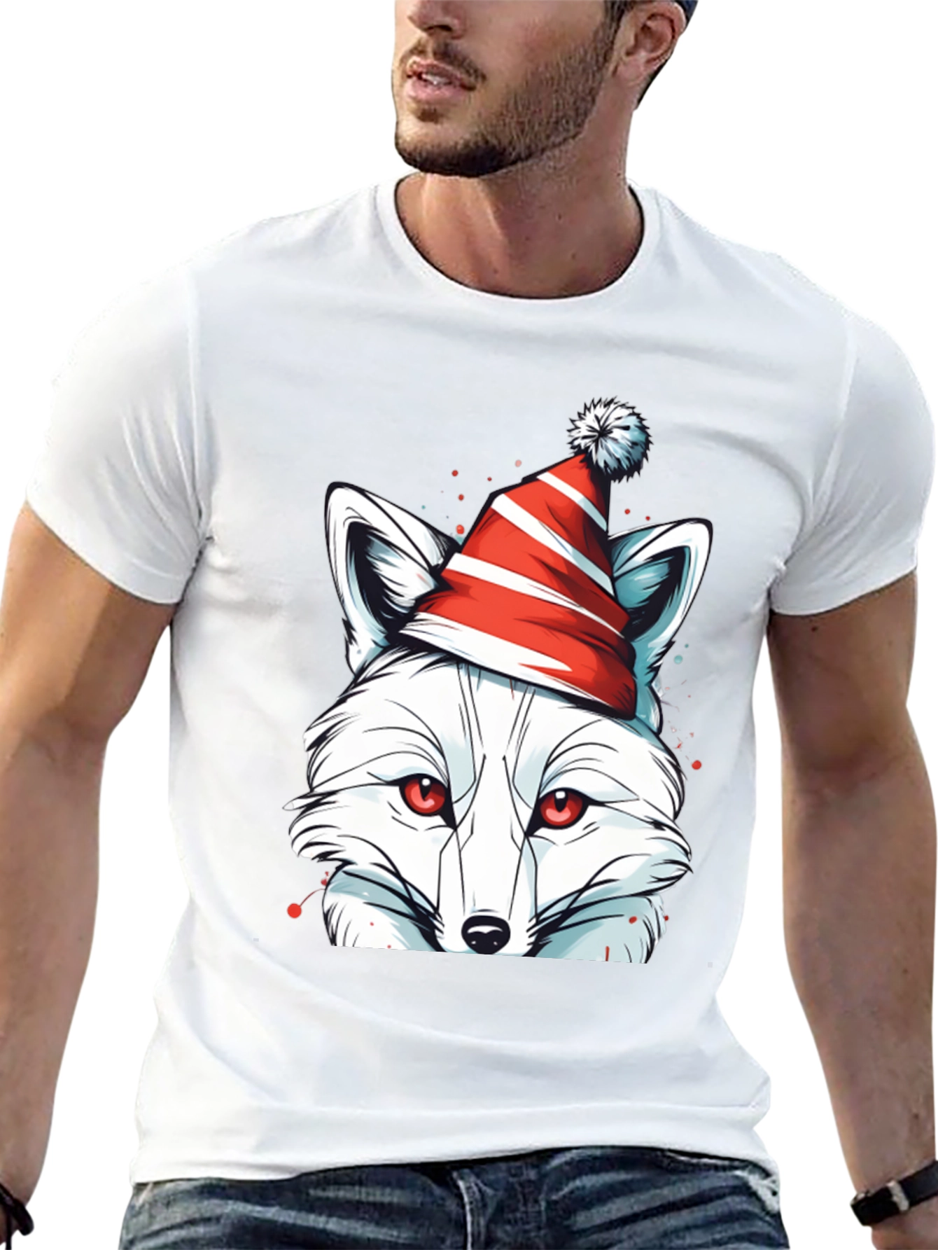 Black Festive Fox Tee - Holiday Graphic Shirt view 13