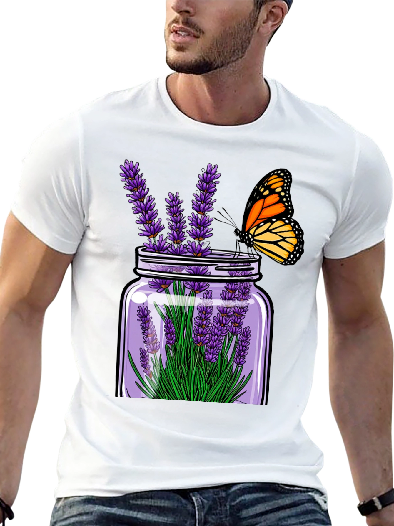 Black Lavender & Butterfly Graphic Tee view 13
