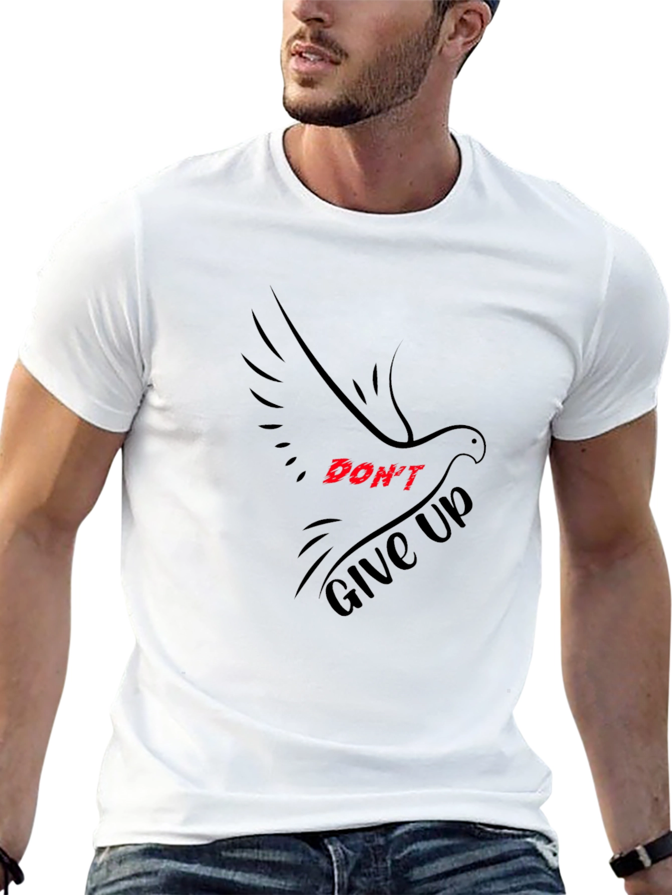 Black Don't Give Up Dove Graphic T-Shirt view 13