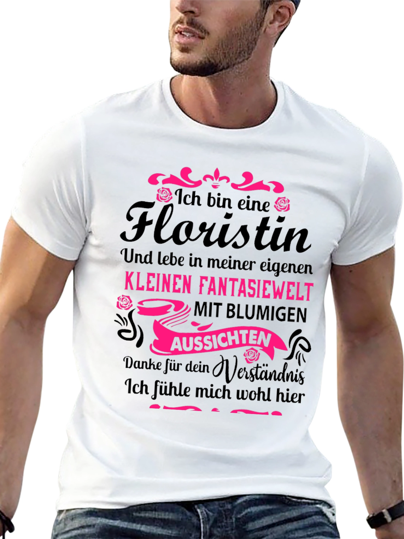 Black Florist T-Shirt - German Text Novelty Tee view 13