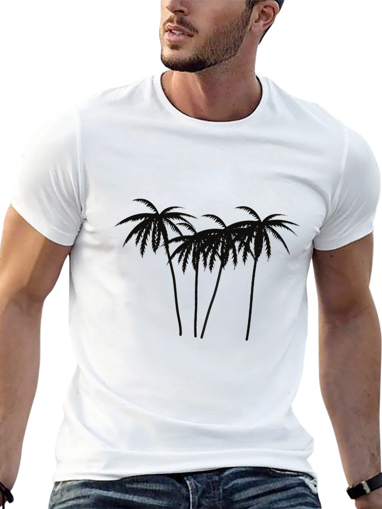 Black Palm Tree Graphic Black T-Shirt view 13