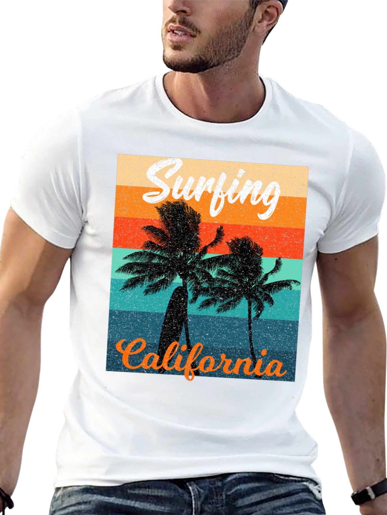 Black Retro Surfing California Graphic Tee view 13