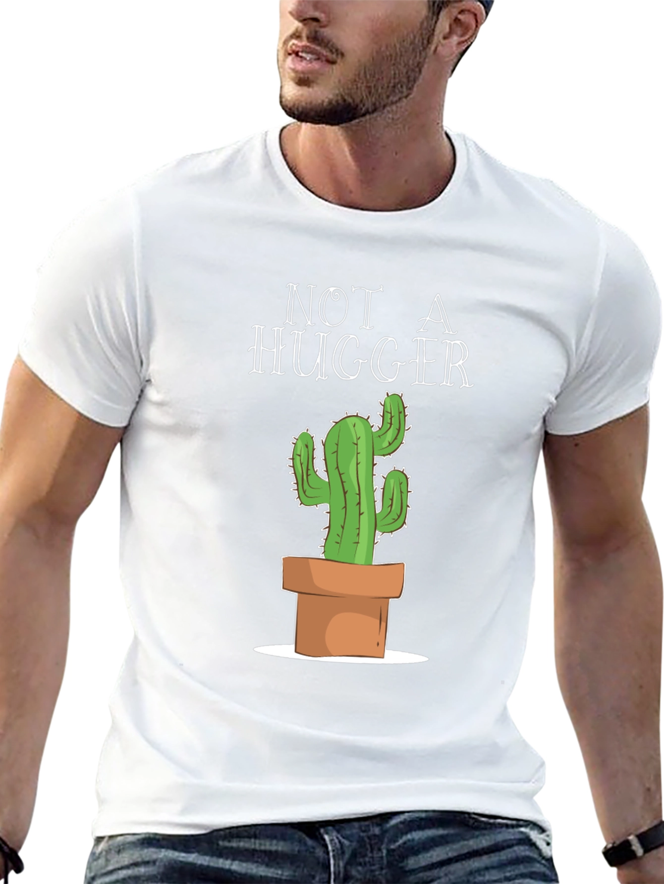 Black Not A Hugger Cactus Graphic T-Shirt view 13