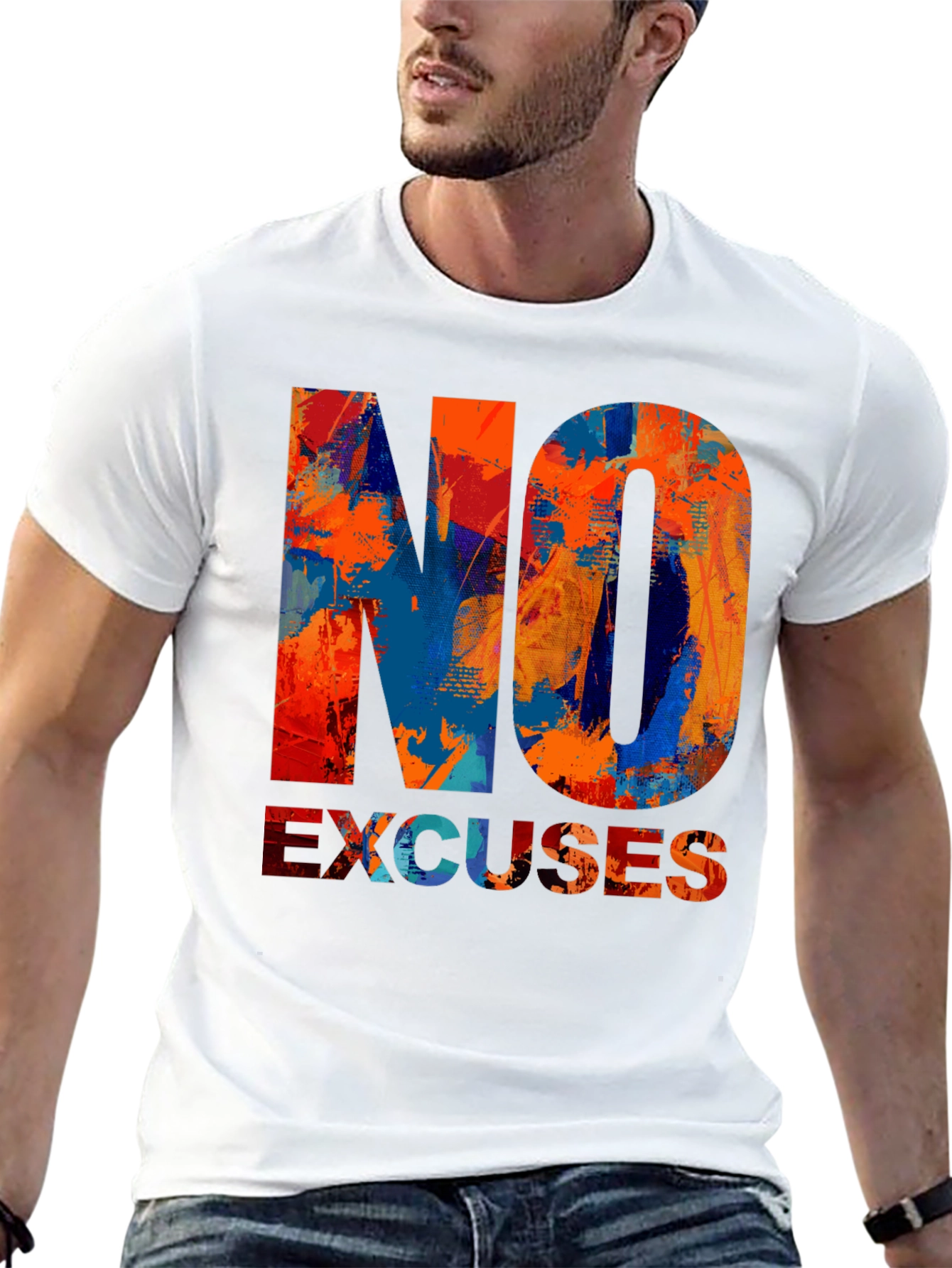 Black No Excuses Graphic T-Shirt - Motivational Design view 13