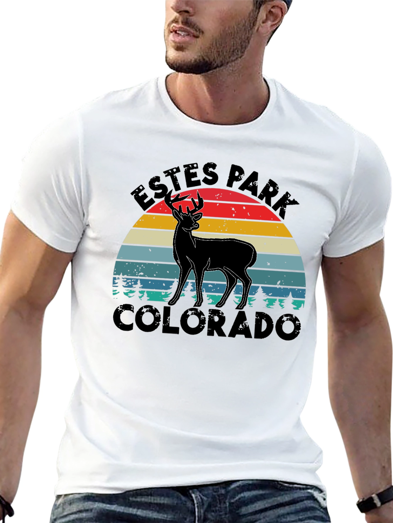 Black Estes Park Colorado Deer Graphic Tee view 13