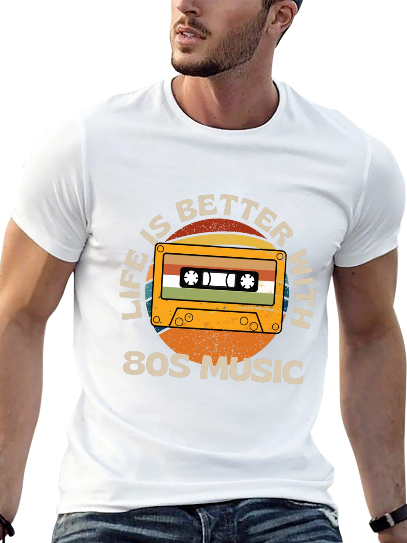 Black Retro 80s Music Cassette Graphic Tee view 13