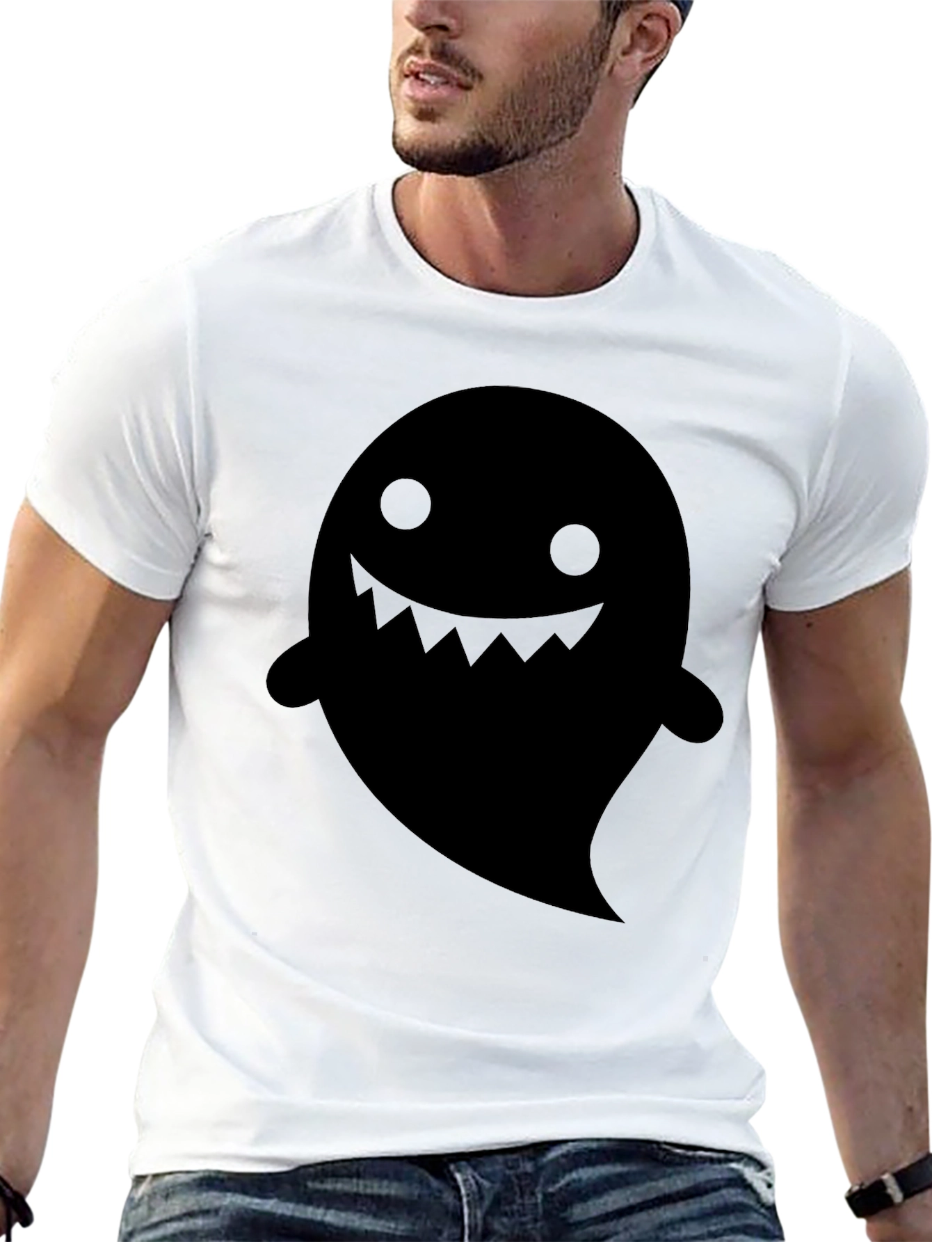 Black Spooky Ghost Graphic Tee - Black view 13