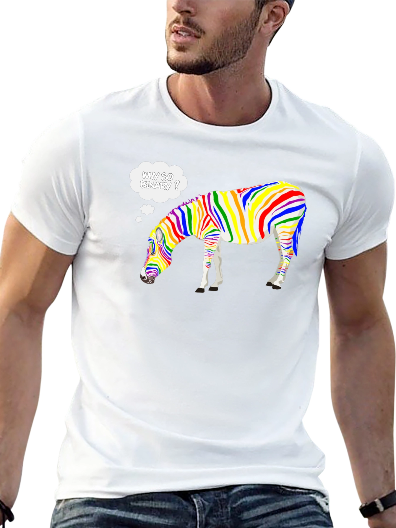 Black Why So Binary Zebra T-Shirt - Rainbow Pride Tee view 13