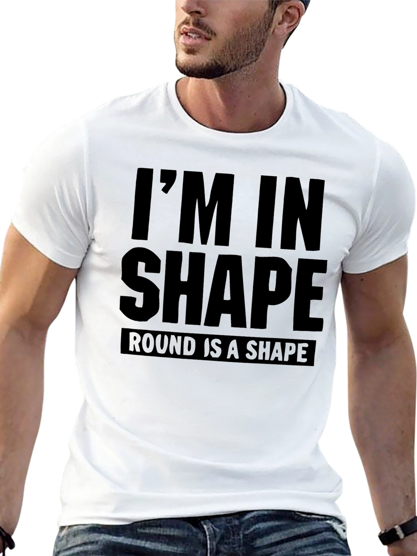 Black Funny 'Round is a Shape' T-Shirt view 13