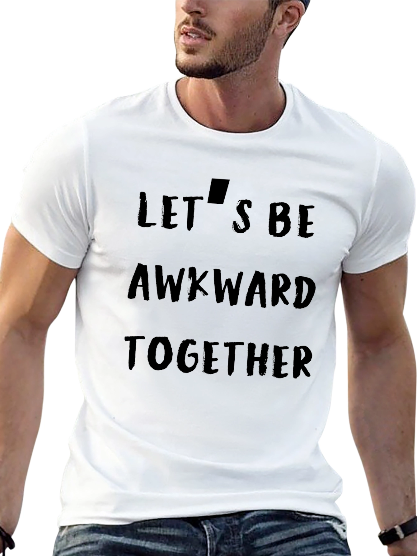 Black Awkward Together Graphic Tee - Black Cotton T-Shirt view 13