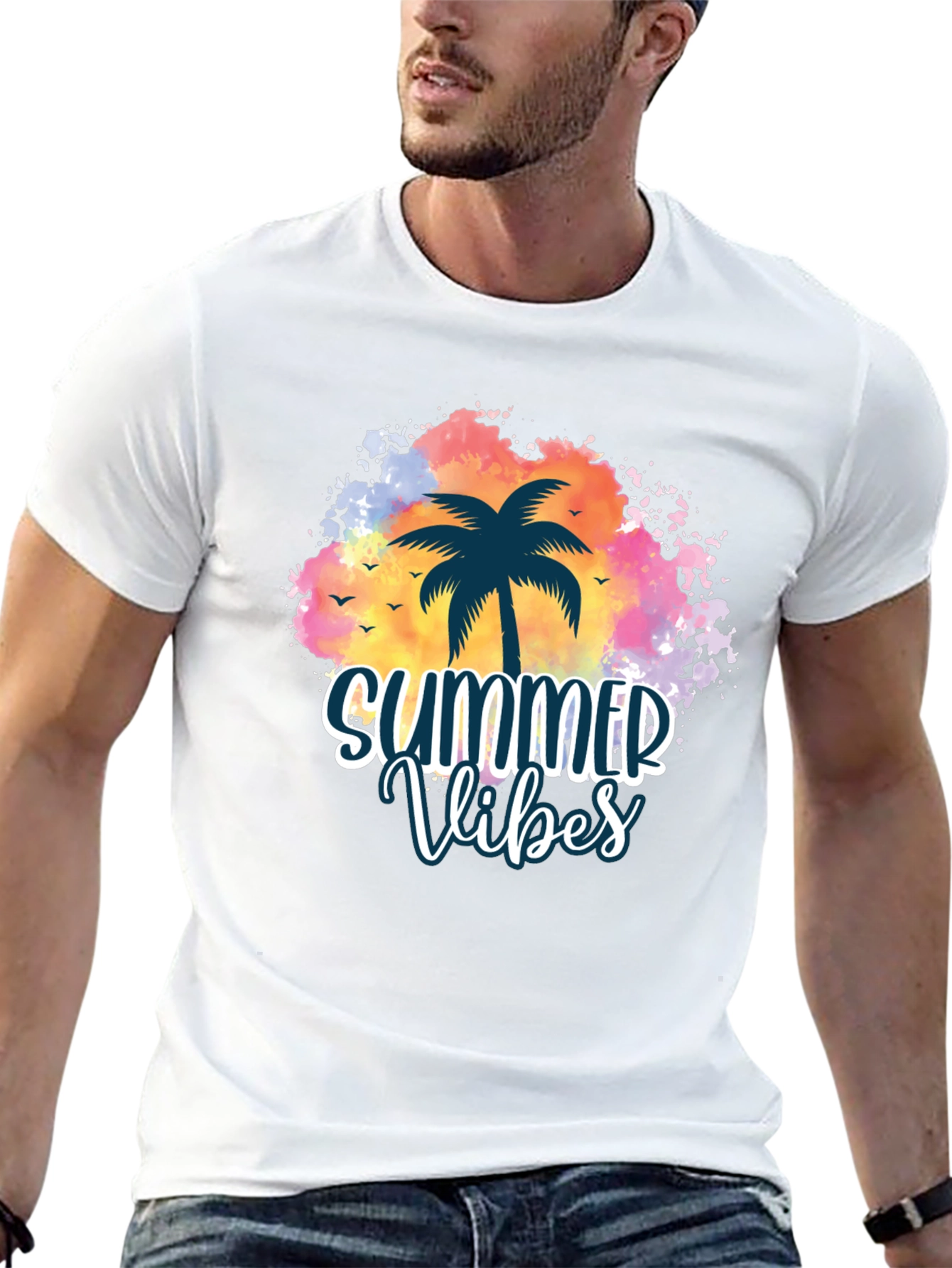 Summer Vibes Palm Tree Graphic Tee - 13