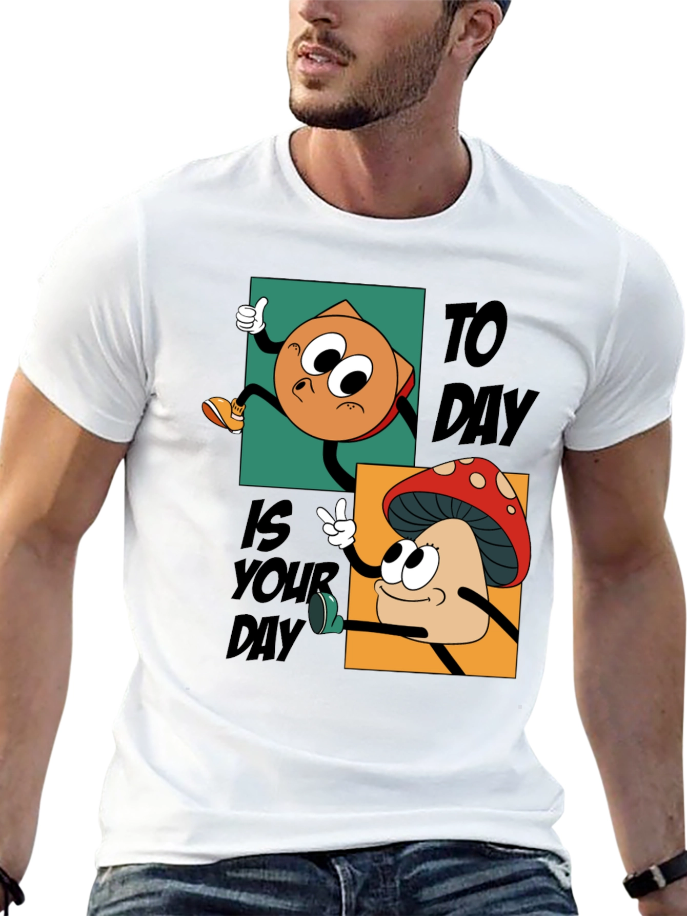 Black Cartoon Mushroom & Chip T-Shirt - Today Is Your Day! view 13