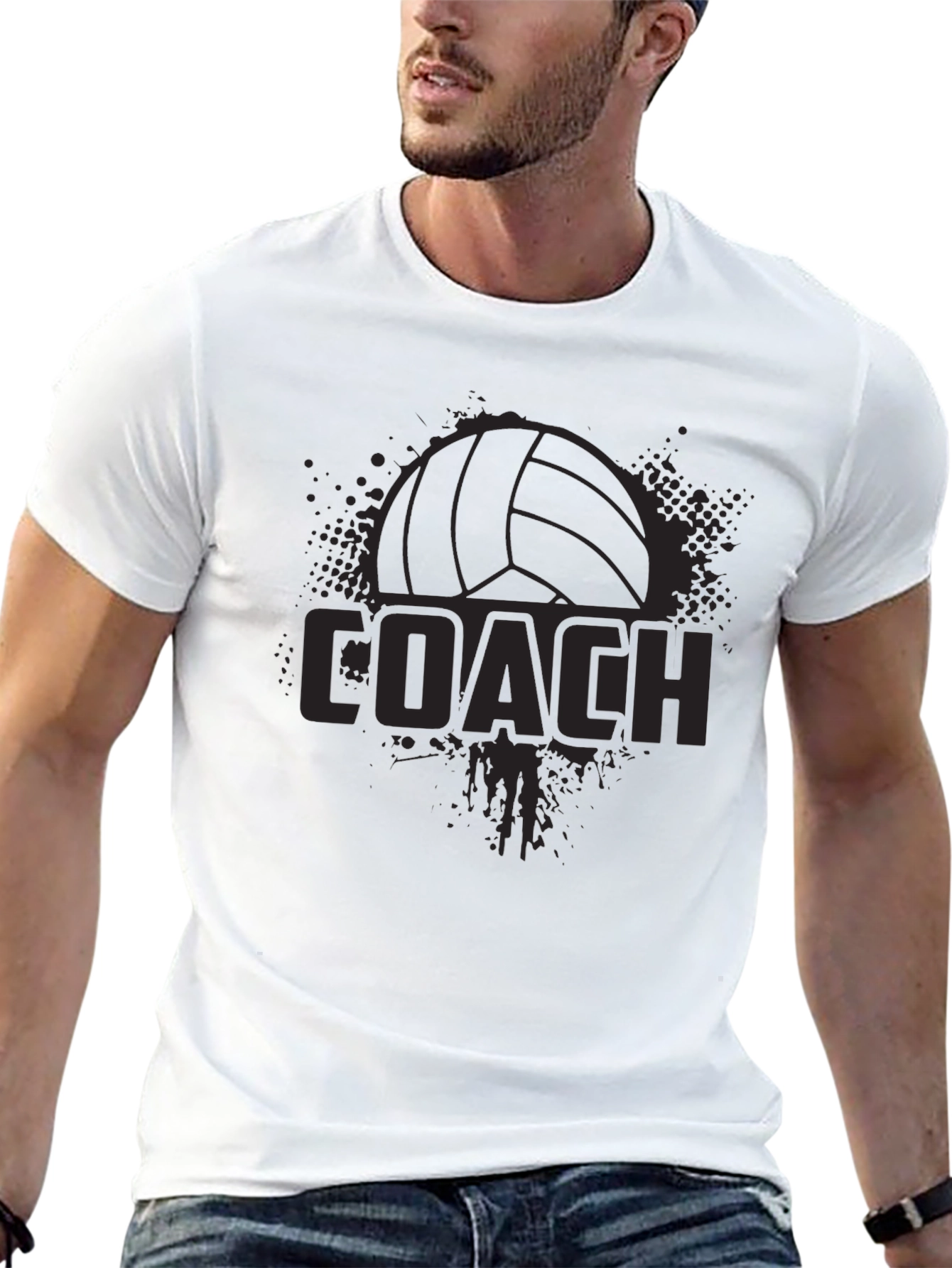Black Volleyball Coach Graphic T-Shirt view 13