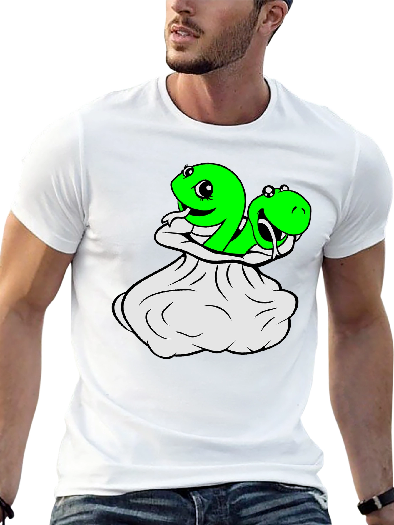 Black Funny Snake T-Shirt - Cartoon Snakes in a Sack! view 13