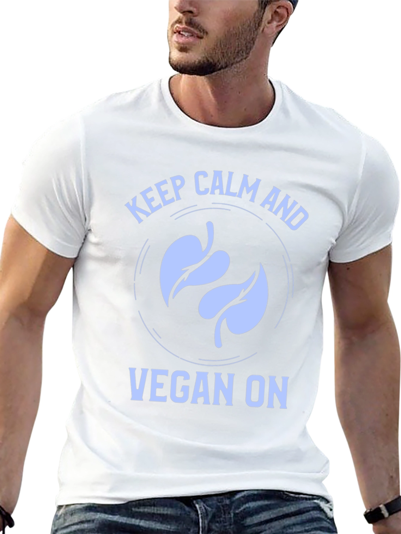 Black Keep Calm and Vegan On T-Shirt view 13