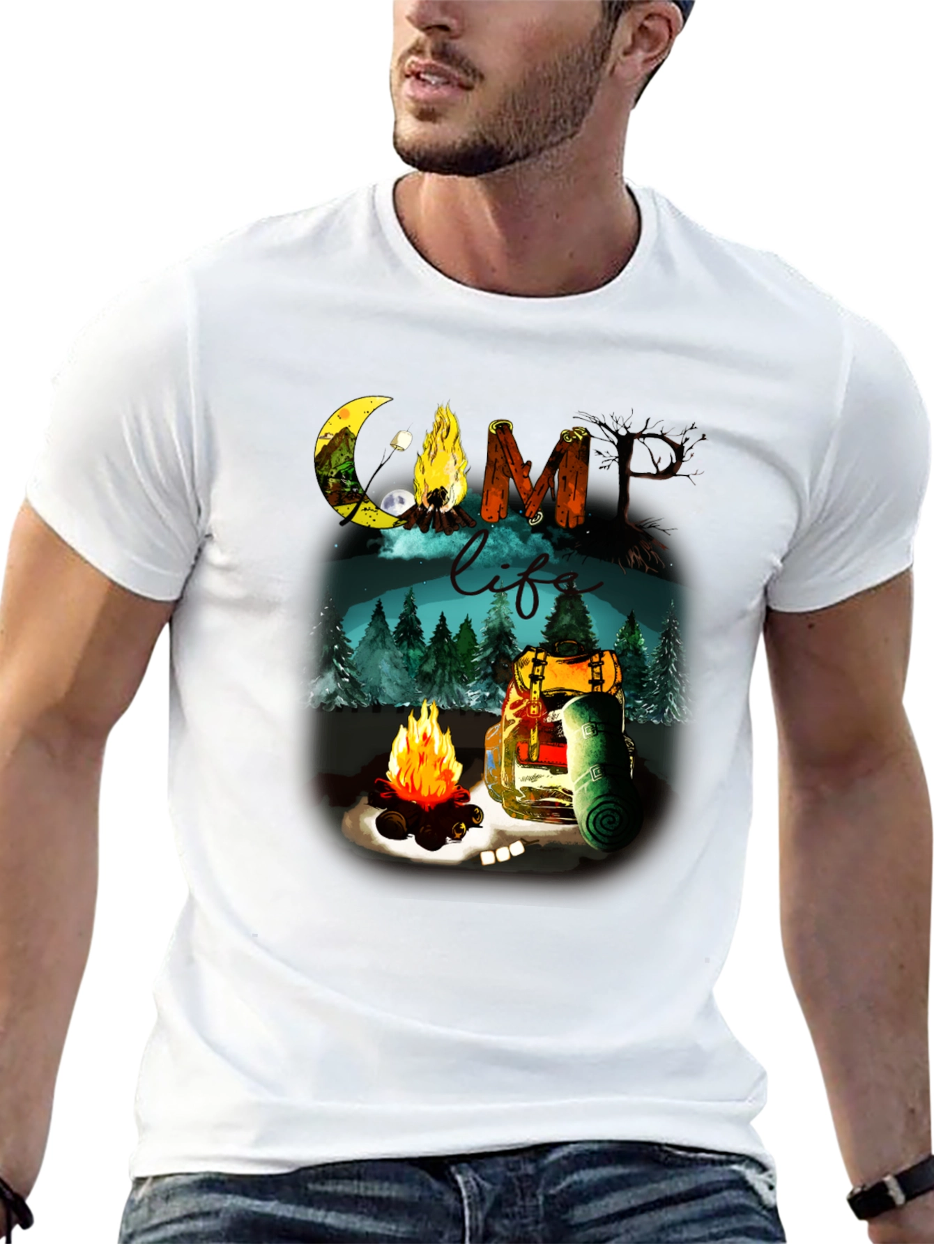 Black Camping Life Graphic Tee - Black Outdoor Adventure Shirt view 13