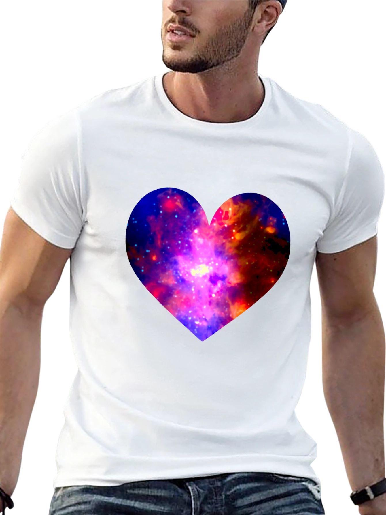 Black Galaxy Heart Graphic Tee - Modern Black T-Shirt view 13